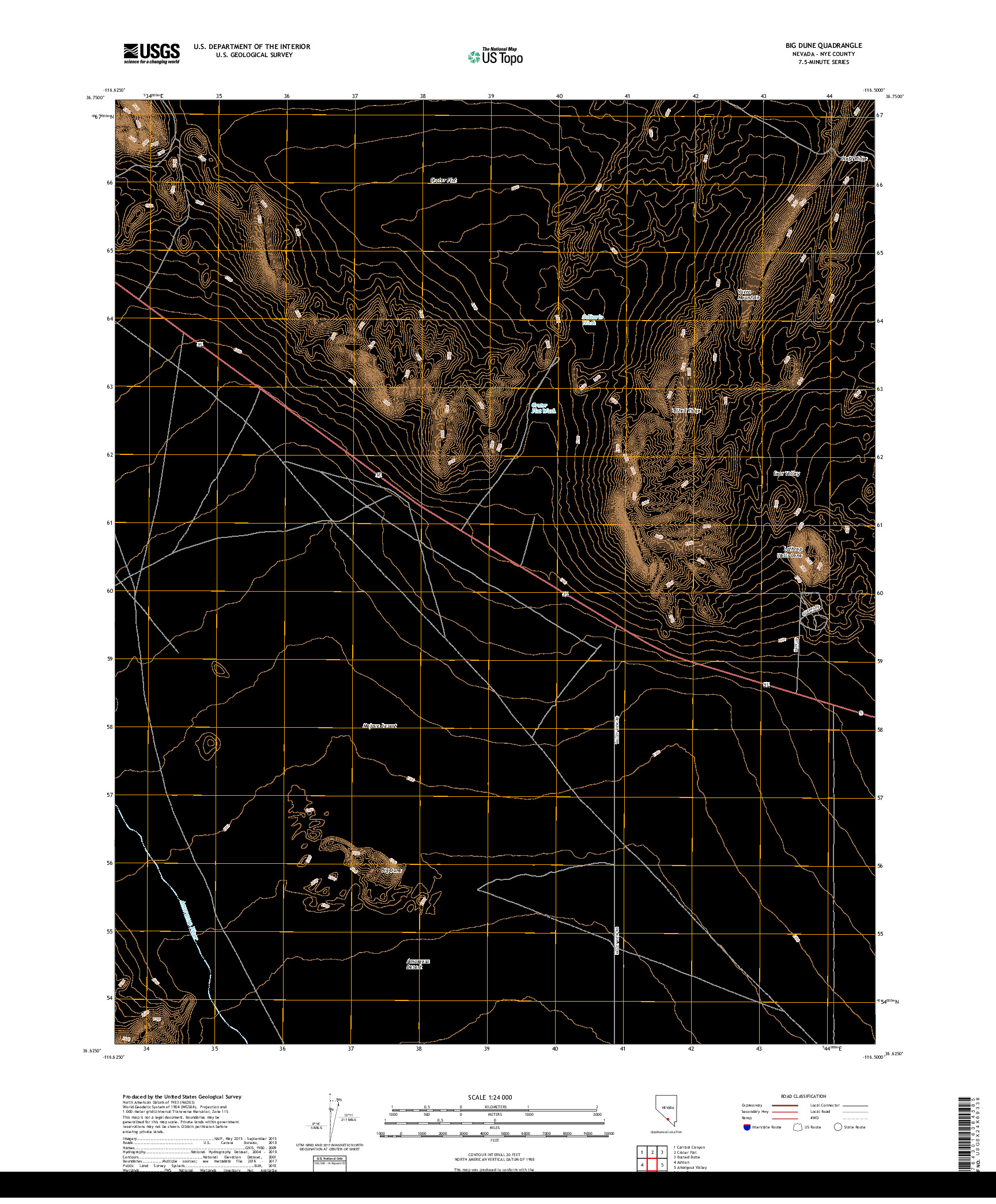 USGS US TOPO 7.5-MINUTE MAP FOR BIG DUNE, NV 2018