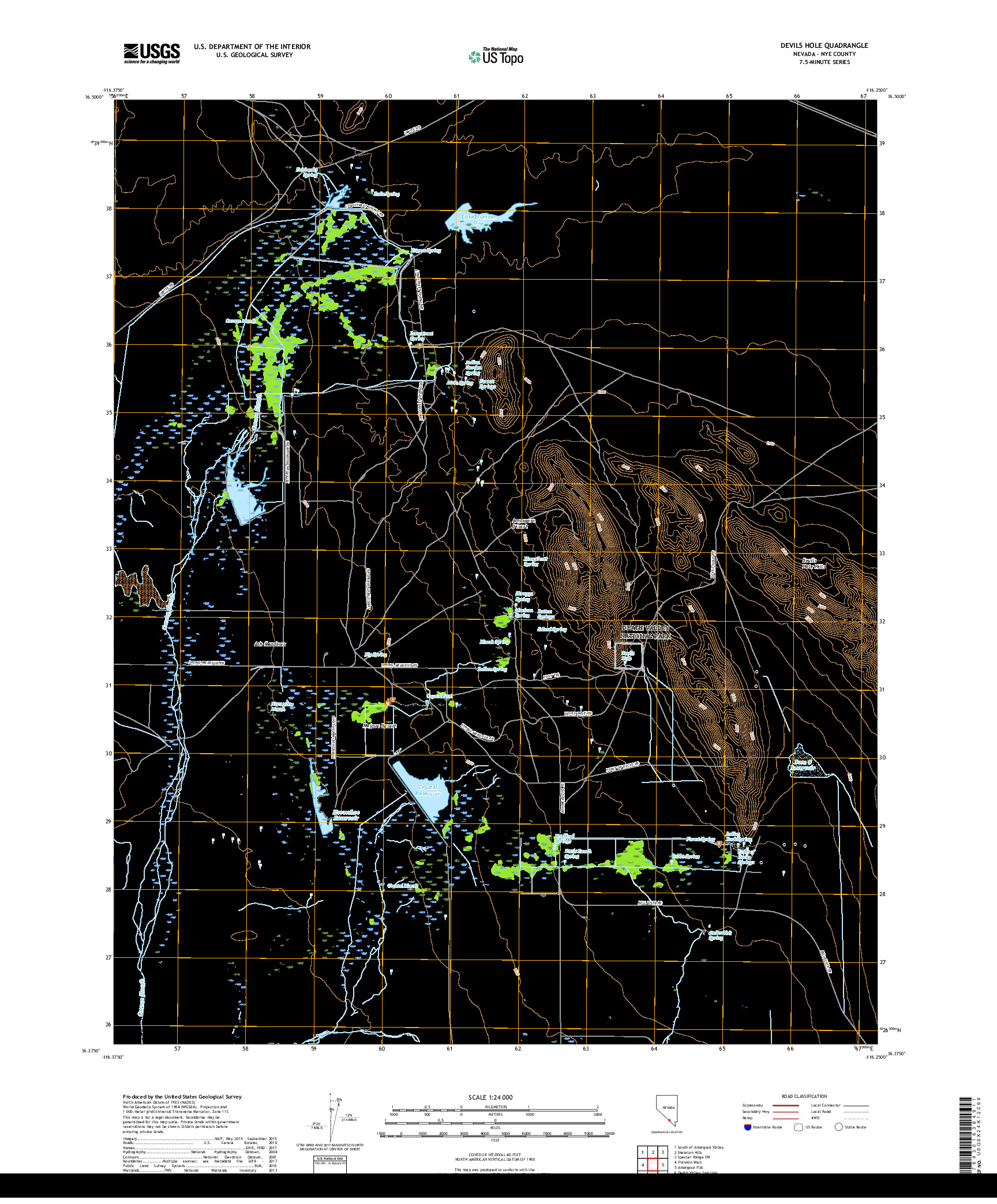 USGS US TOPO 7.5-MINUTE MAP FOR DEVILS HOLE, NV 2018