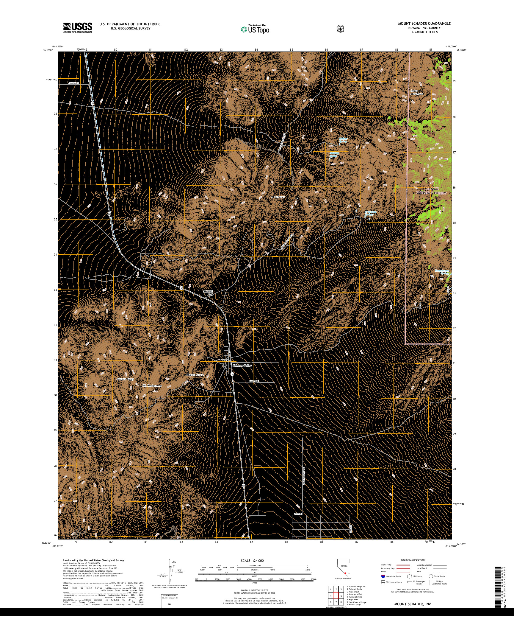 USGS US TOPO 7.5-MINUTE MAP FOR MOUNT SCHADER, NV 2018