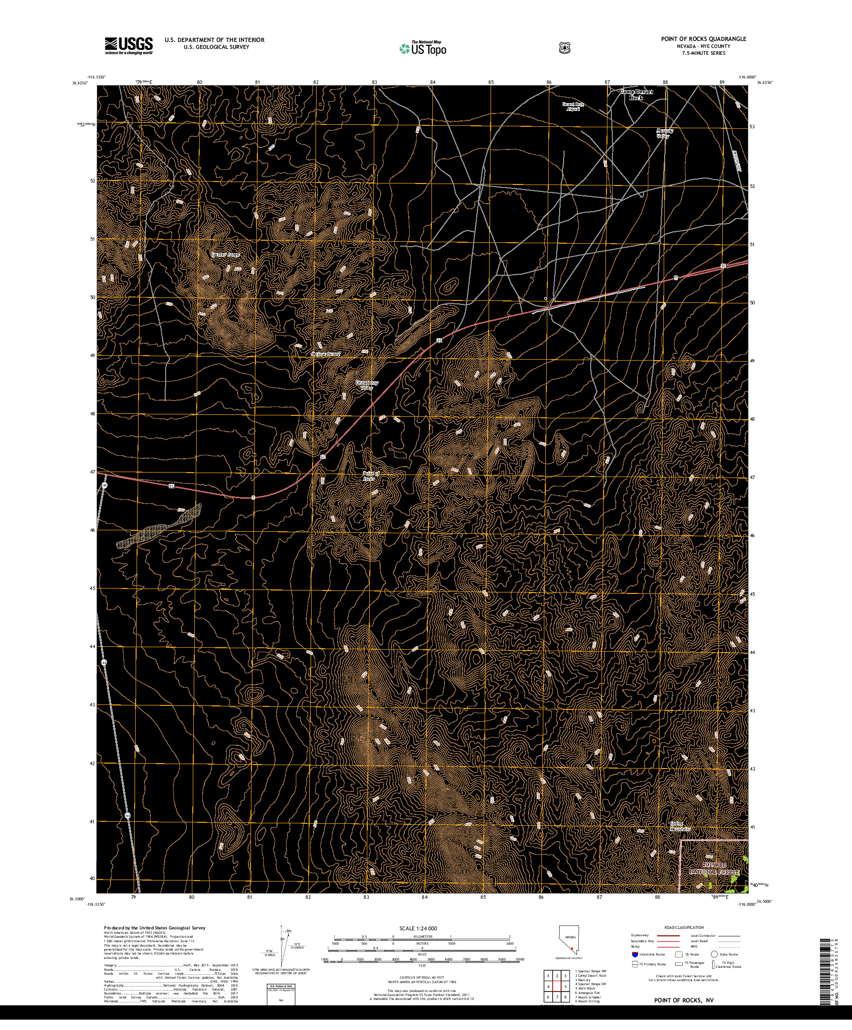 USGS US TOPO 7.5-MINUTE MAP FOR POINT OF ROCKS, NV 2018