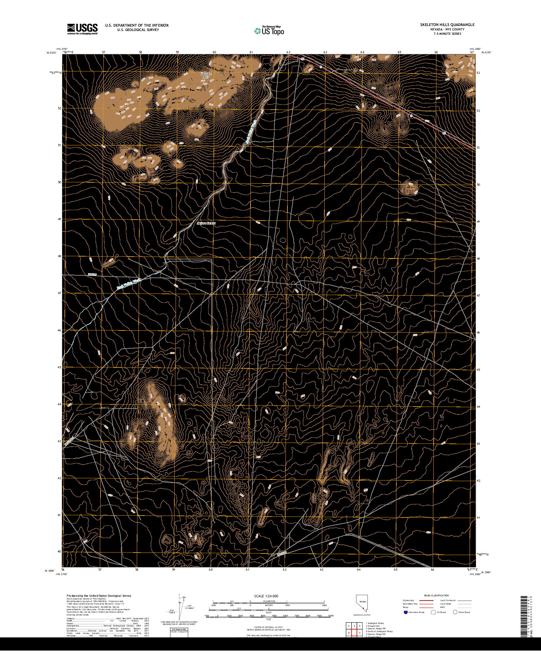 USGS US TOPO 7.5-MINUTE MAP FOR SKELETON HILLS, NV 2018