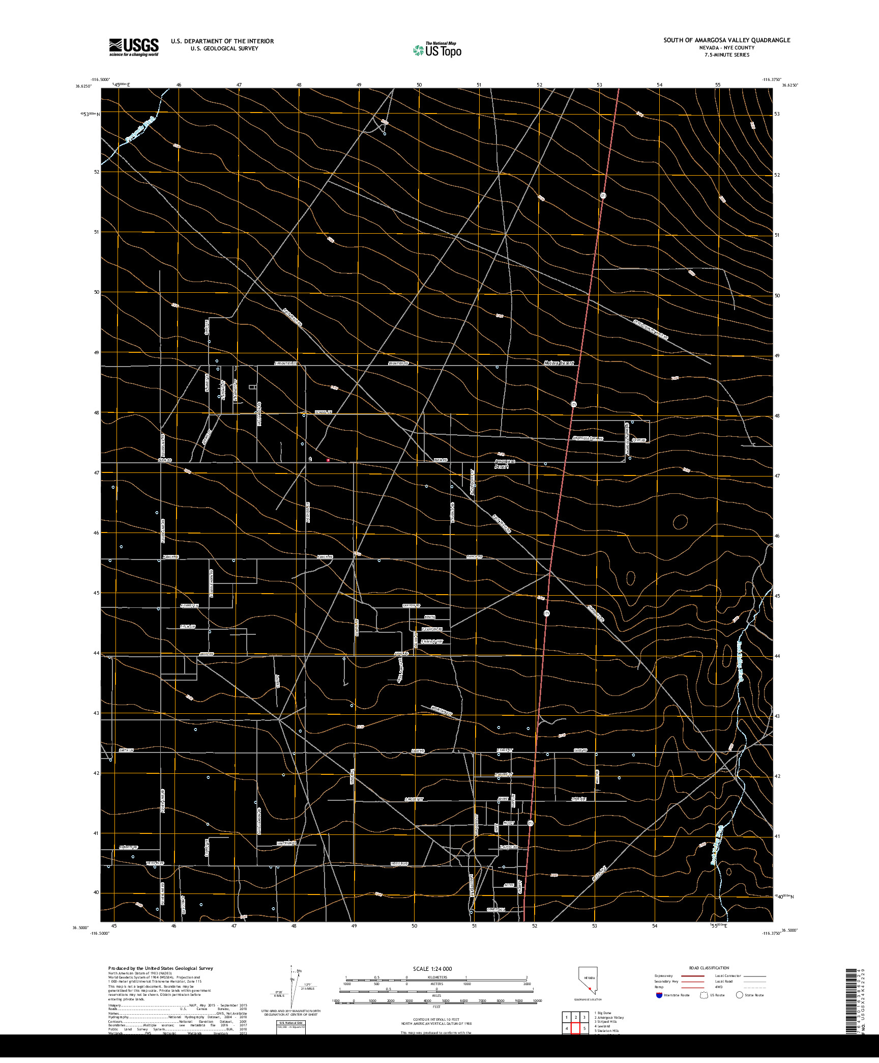 USGS US TOPO 7.5-MINUTE MAP FOR SOUTH OF AMARGOSA VALLEY, NV 2018