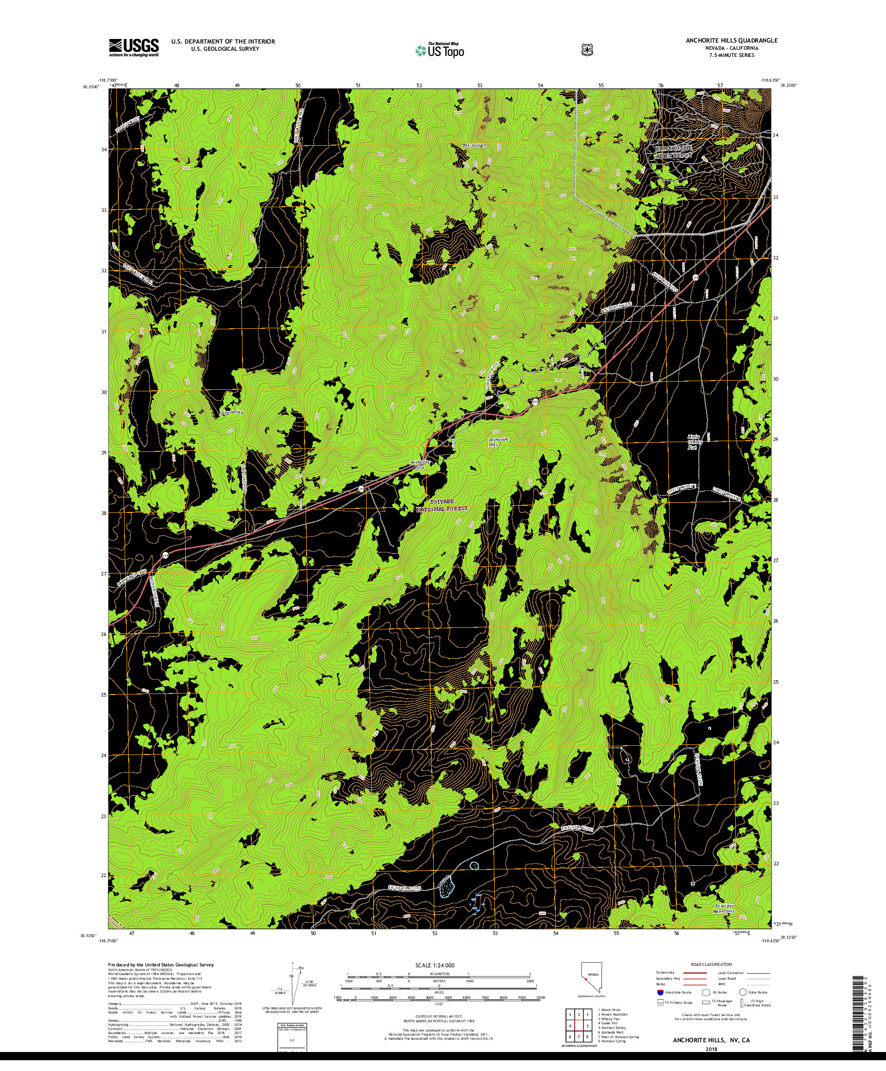 USGS US TOPO 7.5-MINUTE MAP FOR ANCHORITE HILLS, NV,CA 2018