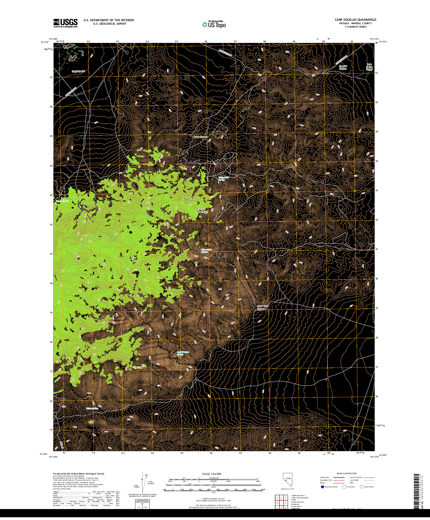 USGS US TOPO 7.5-MINUTE MAP FOR CAMP DOUGLAS, NV 2018