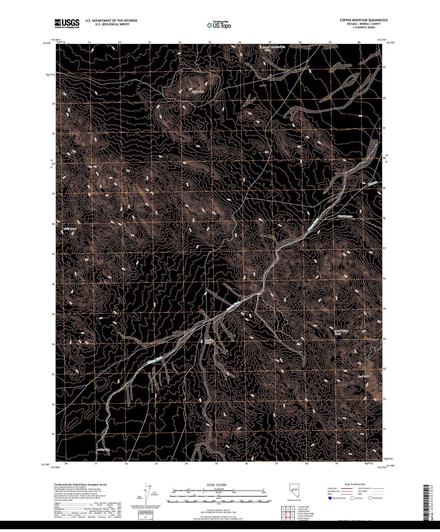 USGS US TOPO 7.5-MINUTE MAP FOR COPPER MOUNTAIN, NV 2018