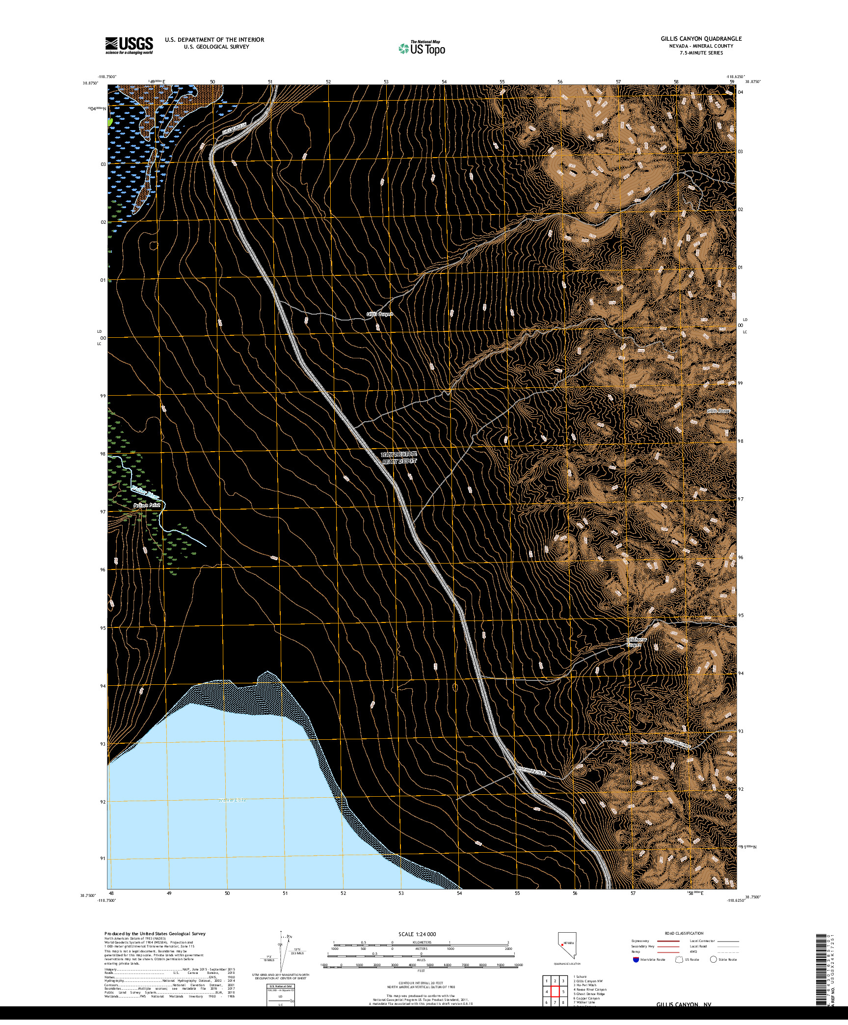 USGS US TOPO 7.5-MINUTE MAP FOR GILLIS CANYON, NV 2018