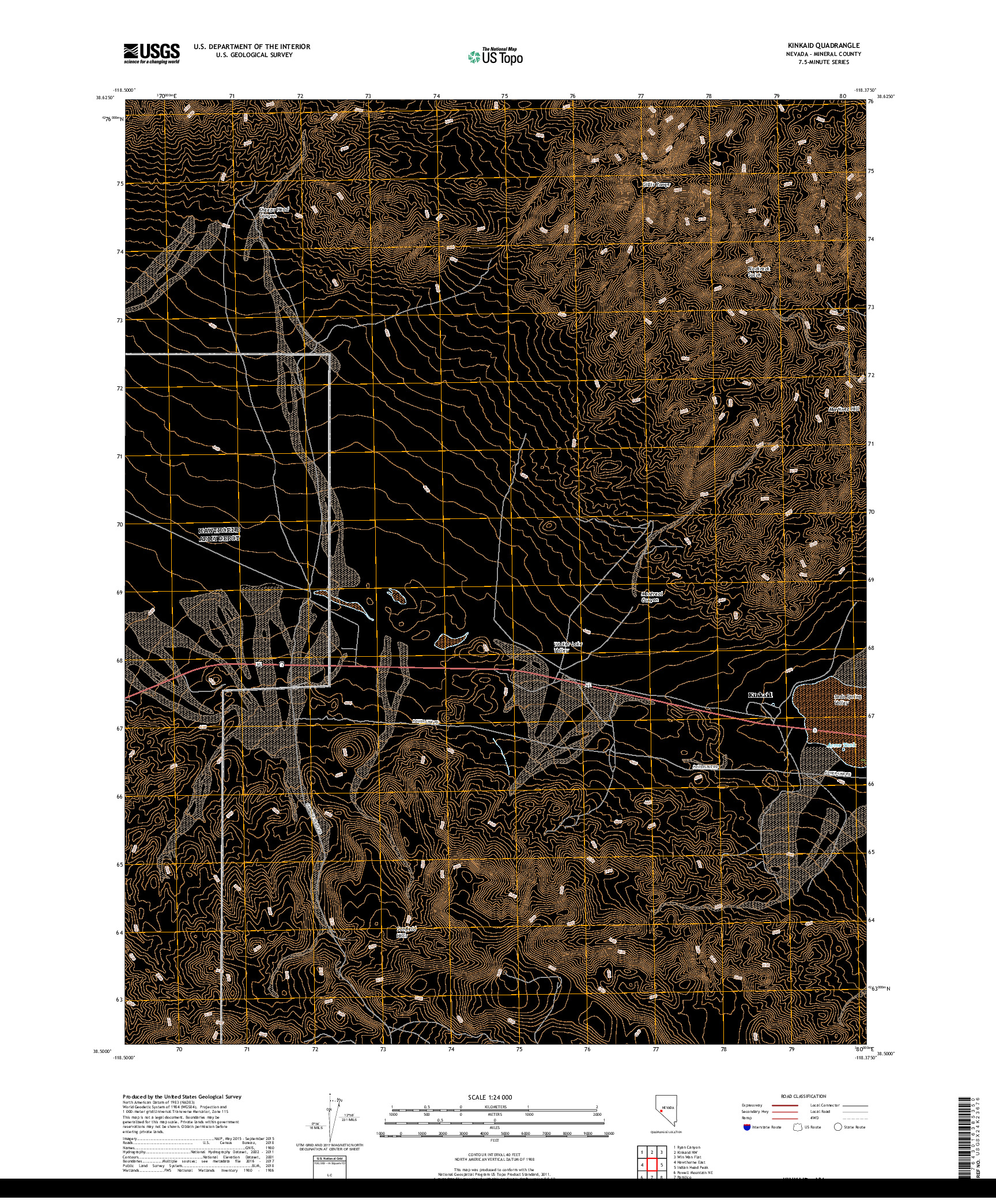 USGS US TOPO 7.5-MINUTE MAP FOR KINKAID, NV 2018