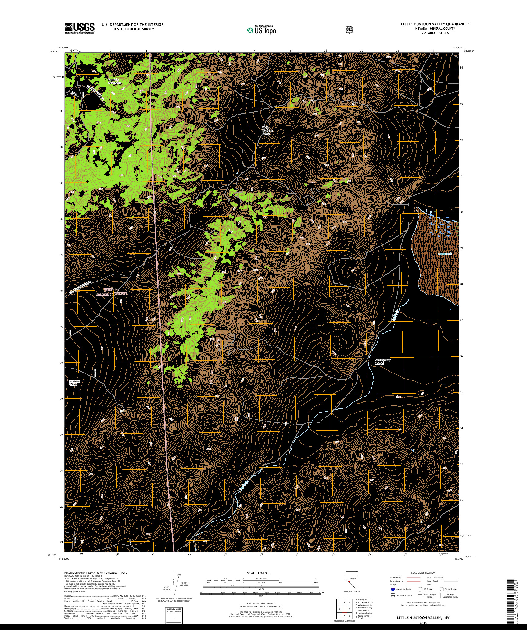 USGS US TOPO 7.5-MINUTE MAP FOR LITTLE HUNTOON VALLEY, NV 2018