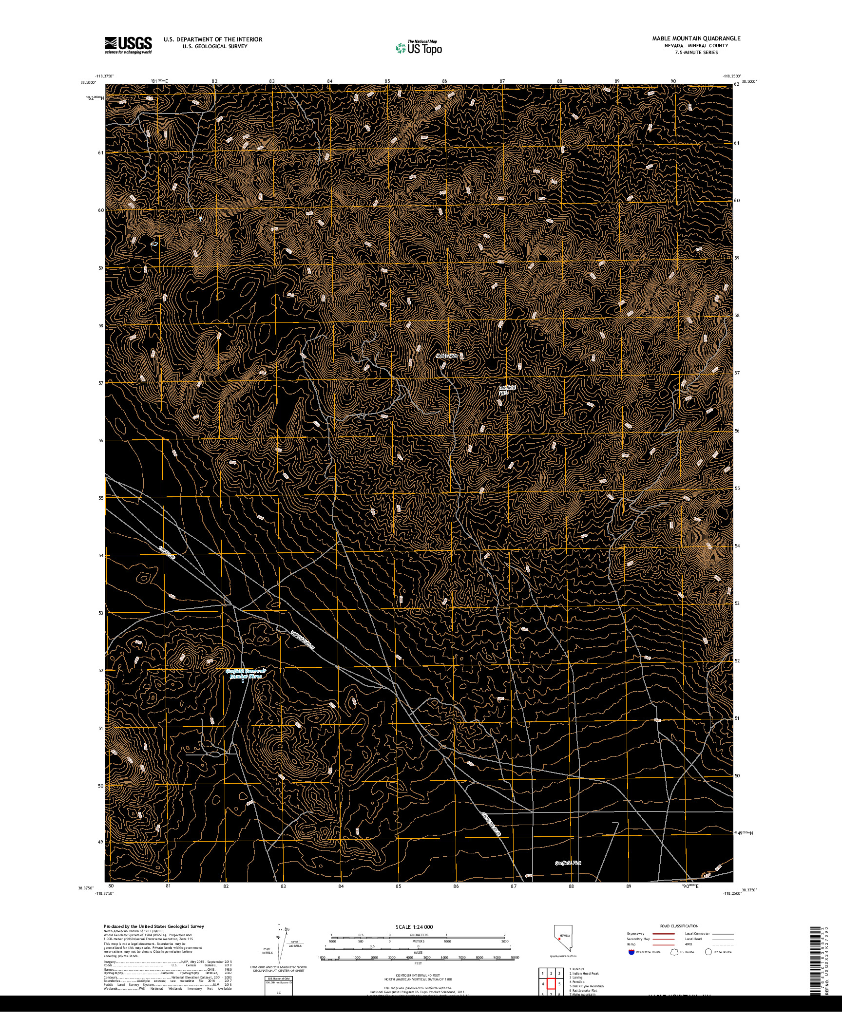 USGS US TOPO 7.5-MINUTE MAP FOR MABLE MOUNTAIN, NV 2018