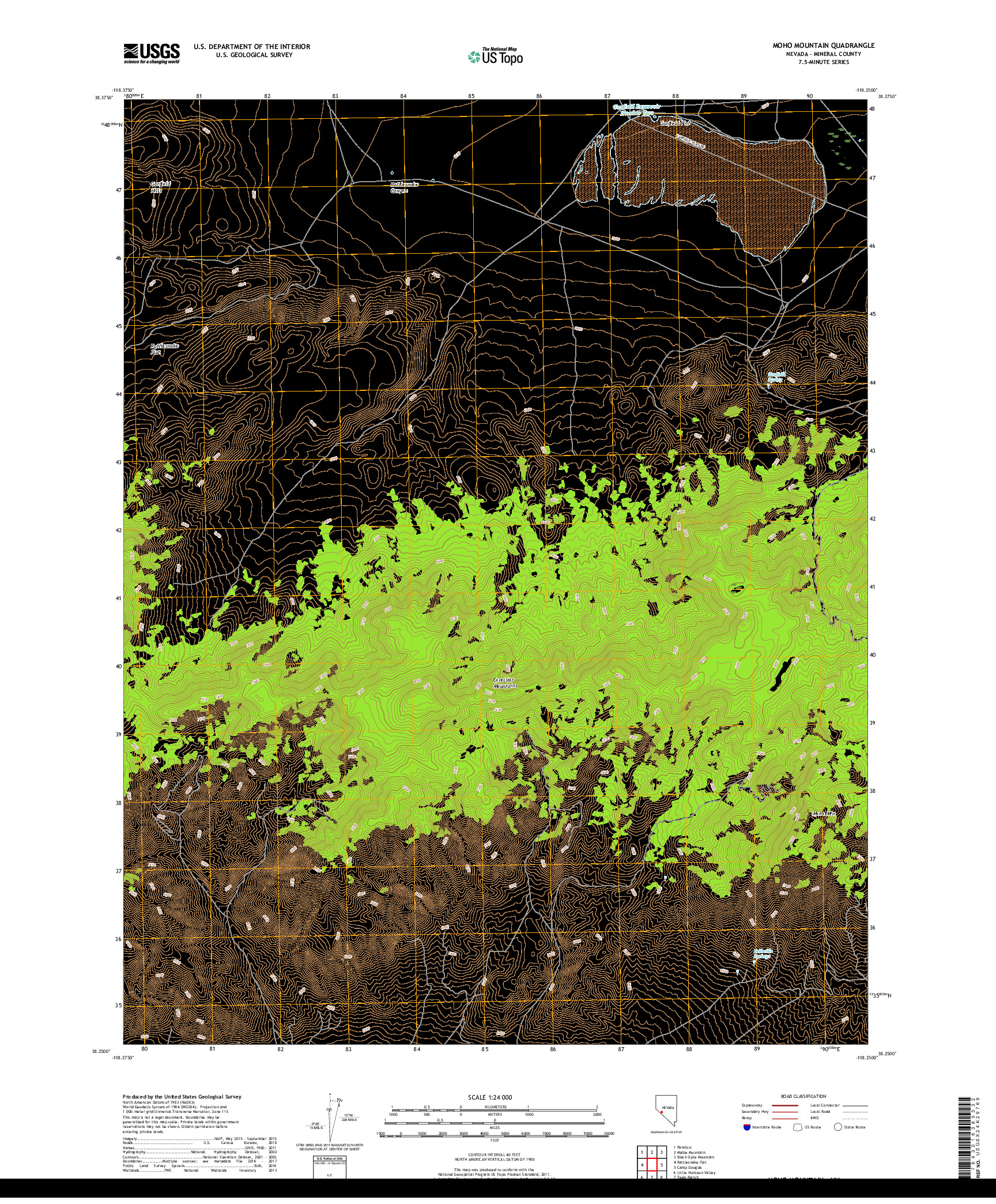 USGS US TOPO 7.5-MINUTE MAP FOR MOHO MOUNTAIN, NV 2018