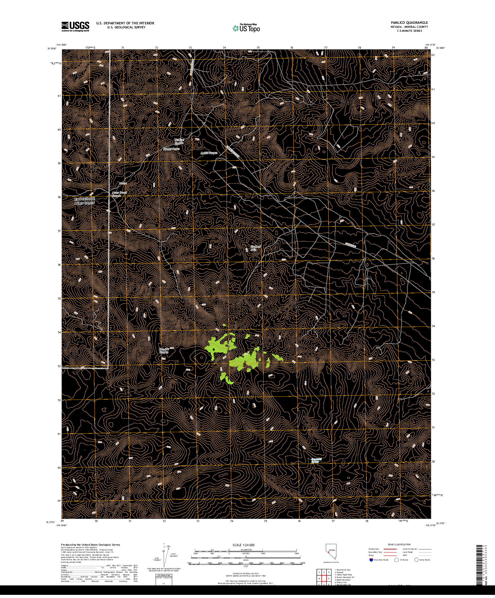 USGS US TOPO 7.5-MINUTE MAP FOR PAMLICO, NV 2018