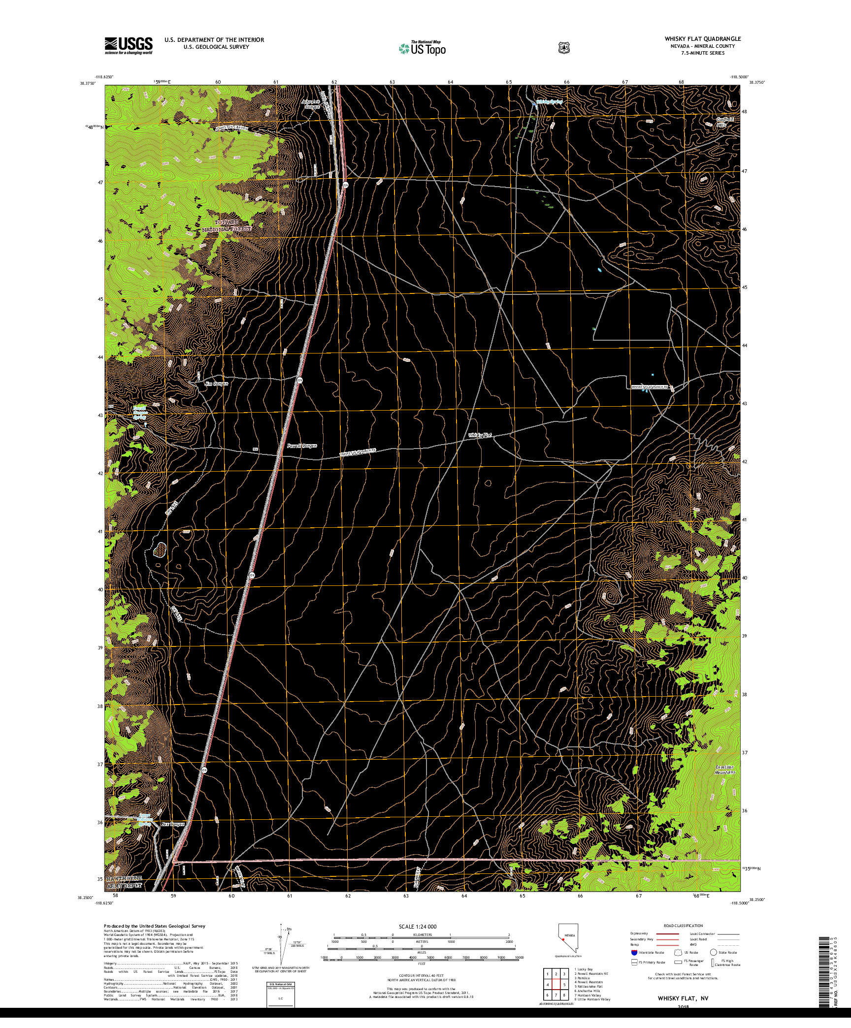 USGS US TOPO 7.5-MINUTE MAP FOR WHISKY FLAT, NV 2018