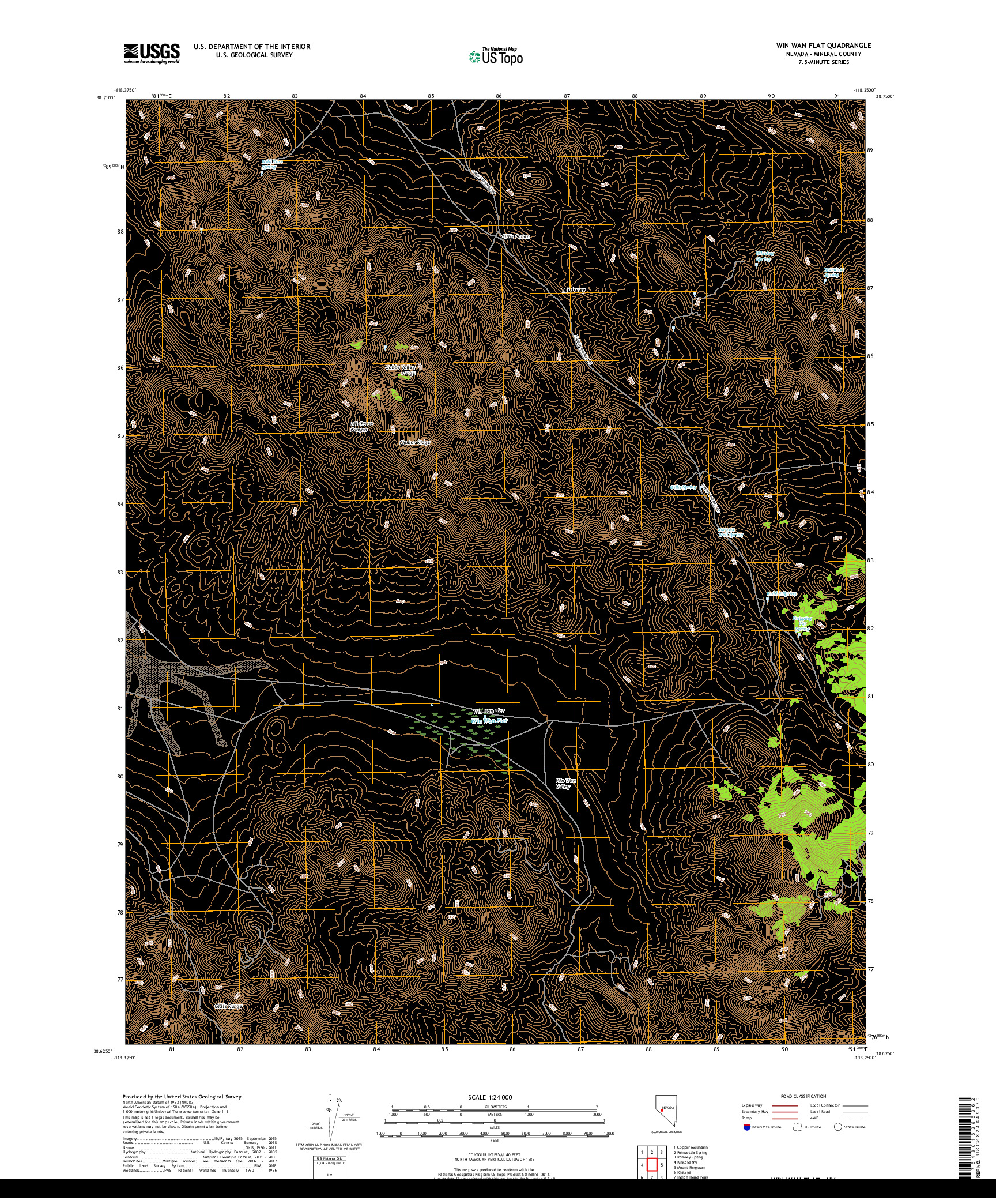 USGS US TOPO 7.5-MINUTE MAP FOR WIN WAN FLAT, NV 2018