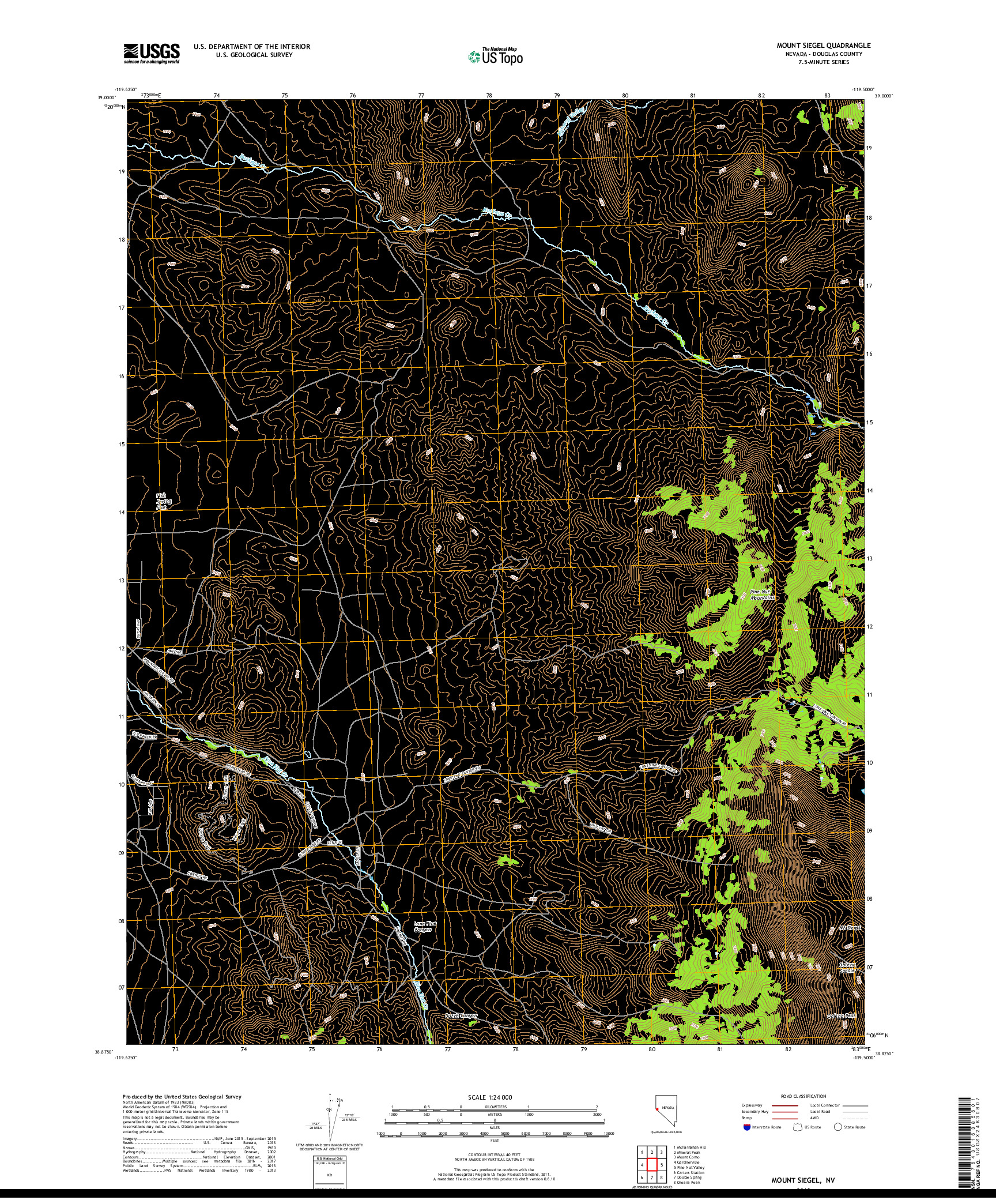 USGS US TOPO 7.5-MINUTE MAP FOR MOUNT SIEGEL, NV 2018