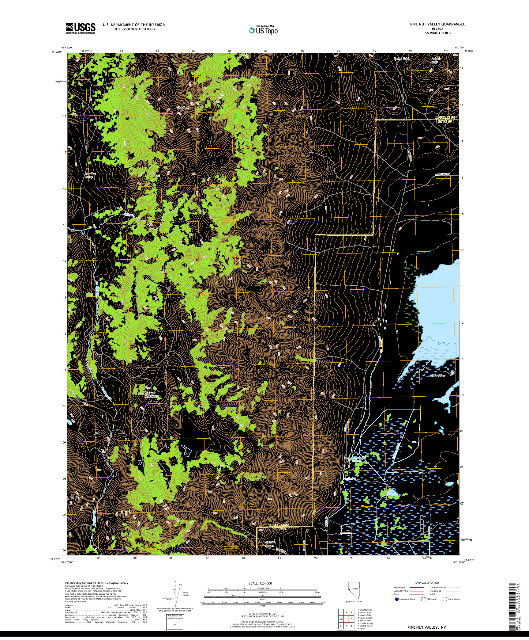 USGS US TOPO 7.5-MINUTE MAP FOR PINE NUT VALLEY, NV 2018