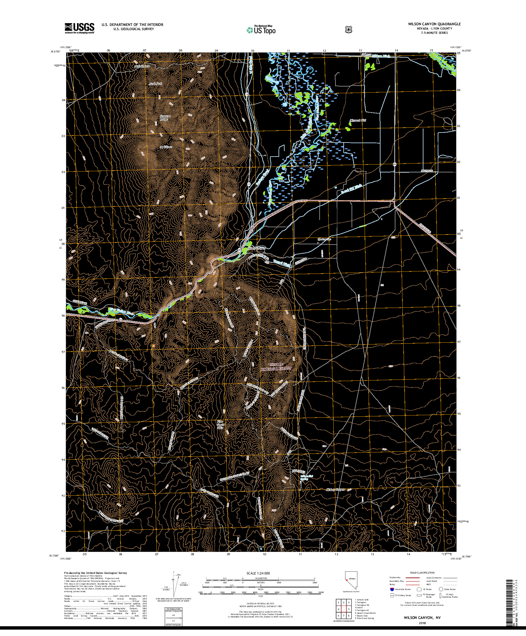 USGS US TOPO 7.5-MINUTE MAP FOR WILSON CANYON, NV 2018