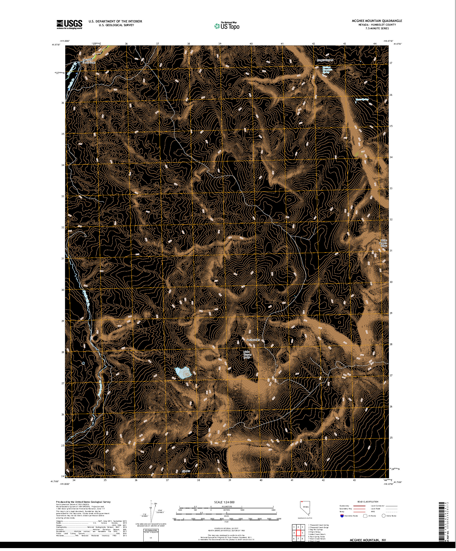 USGS US TOPO 7.5-MINUTE MAP FOR MCGHEE MOUNTAIN, NV 2018