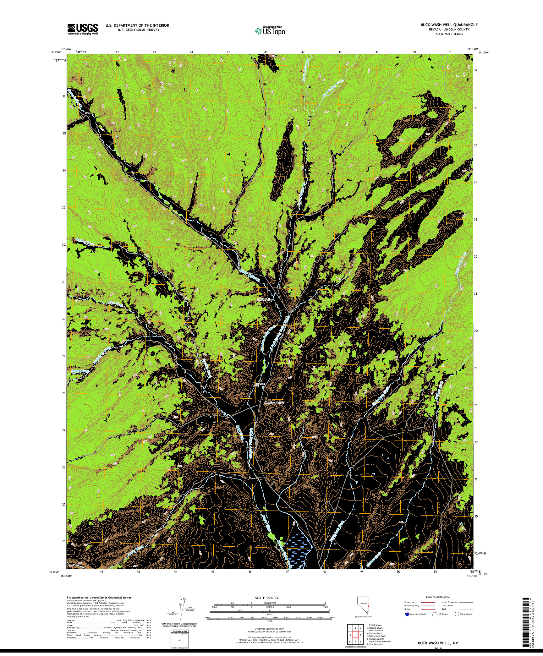 USGS US TOPO 7.5-MINUTE MAP FOR BUCK WASH WELL, NV 2018