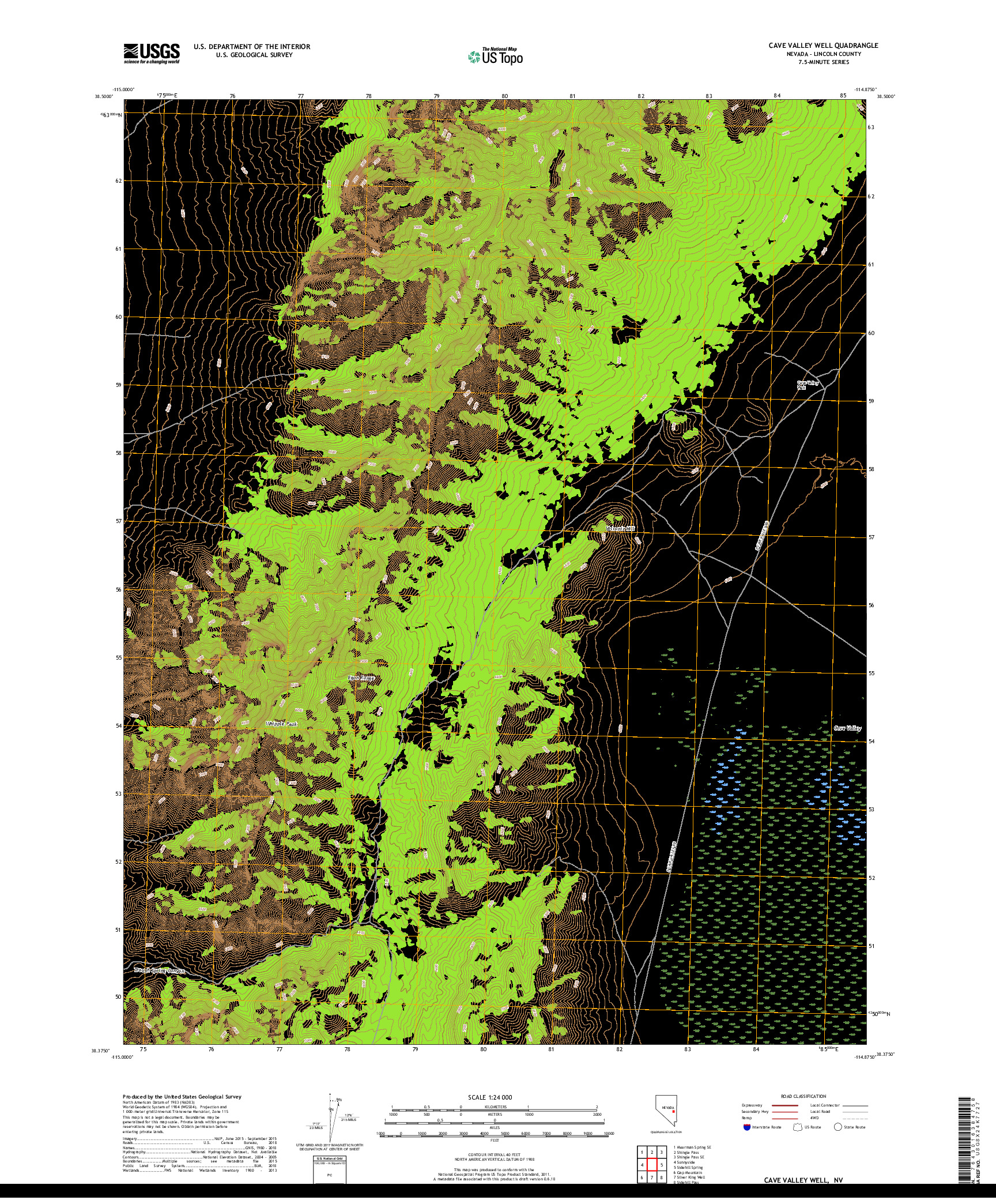 USGS US TOPO 7.5-MINUTE MAP FOR CAVE VALLEY WELL, NV 2018