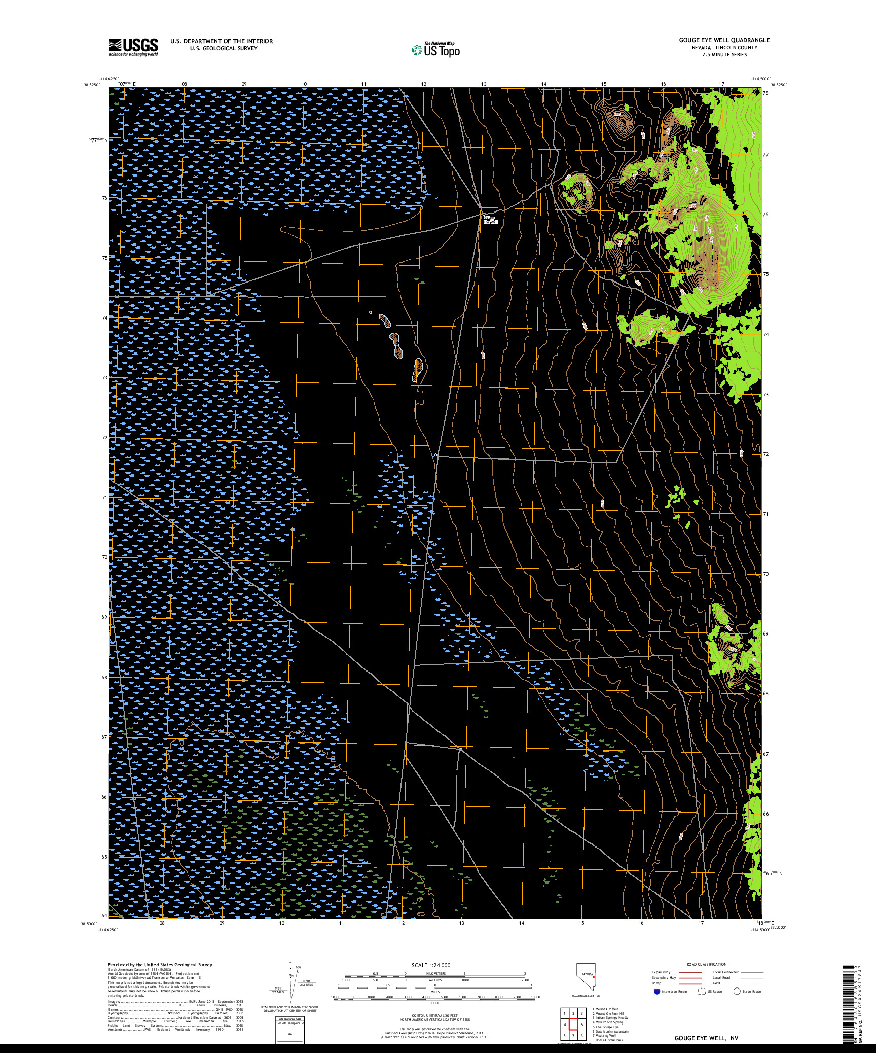 USGS US TOPO 7.5-MINUTE MAP FOR GOUGE EYE WELL, NV 2018