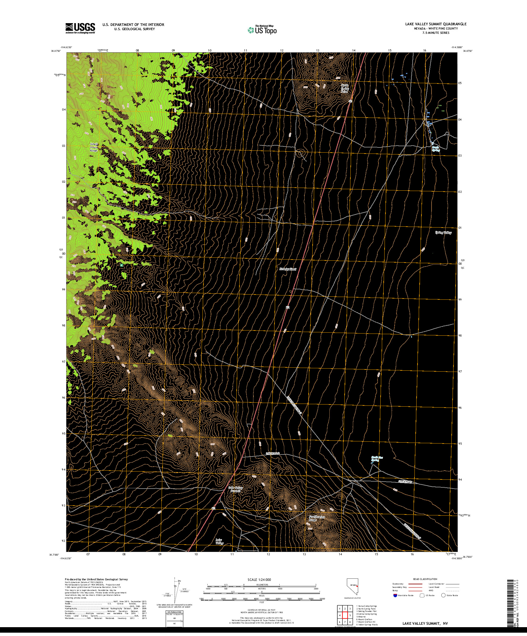 USGS US TOPO 7.5-MINUTE MAP FOR LAKE VALLEY SUMMIT, NV 2018