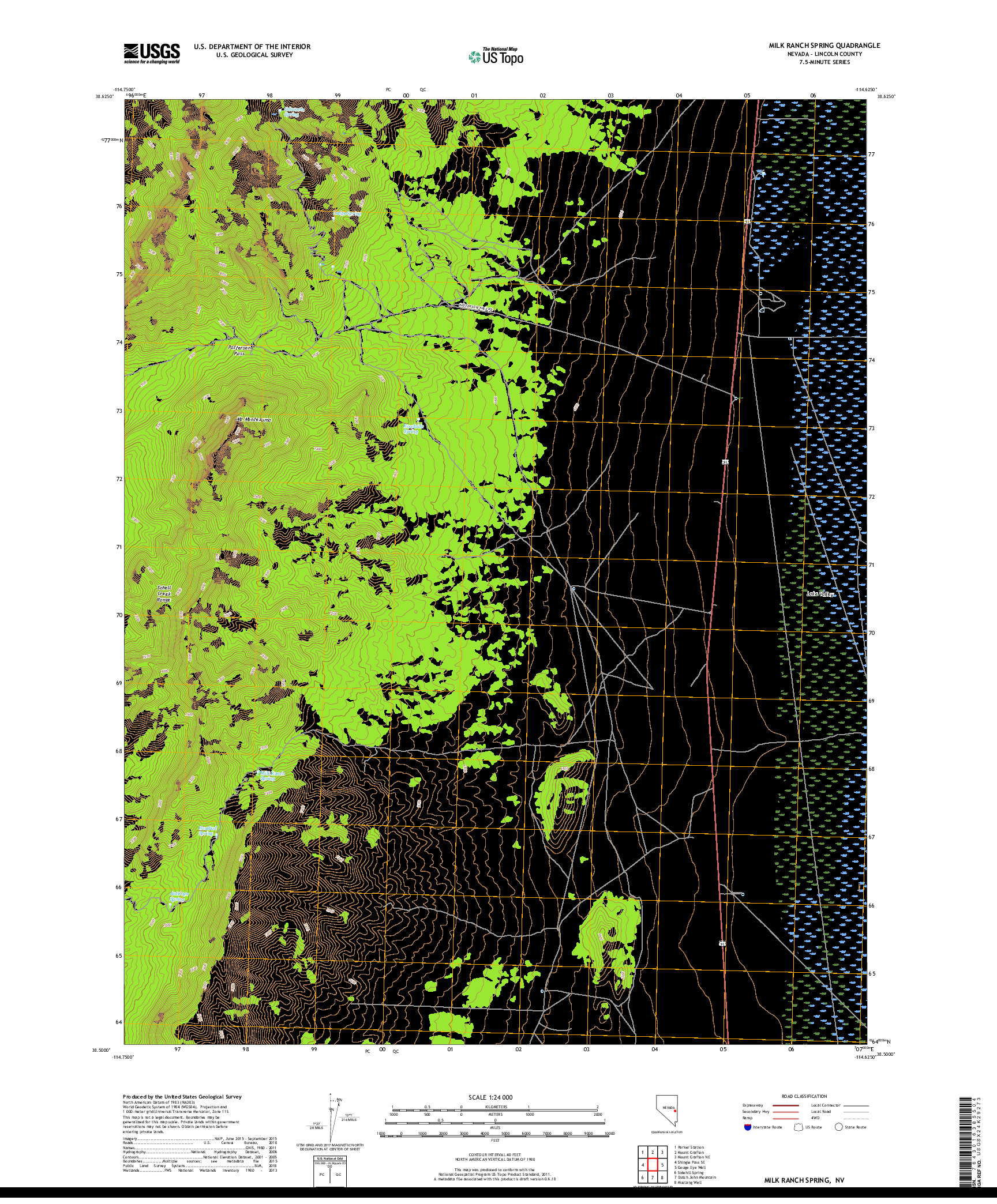 USGS US TOPO 7.5-MINUTE MAP FOR MILK RANCH SPRING, NV 2018