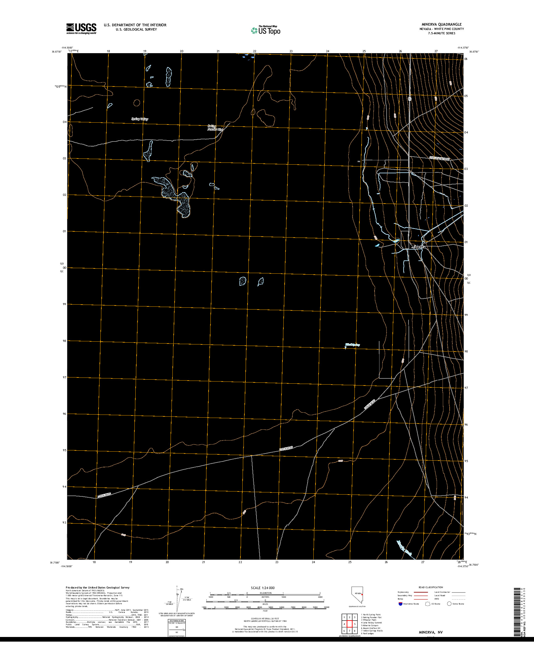 USGS US TOPO 7.5-MINUTE MAP FOR MINERVA, NV 2018