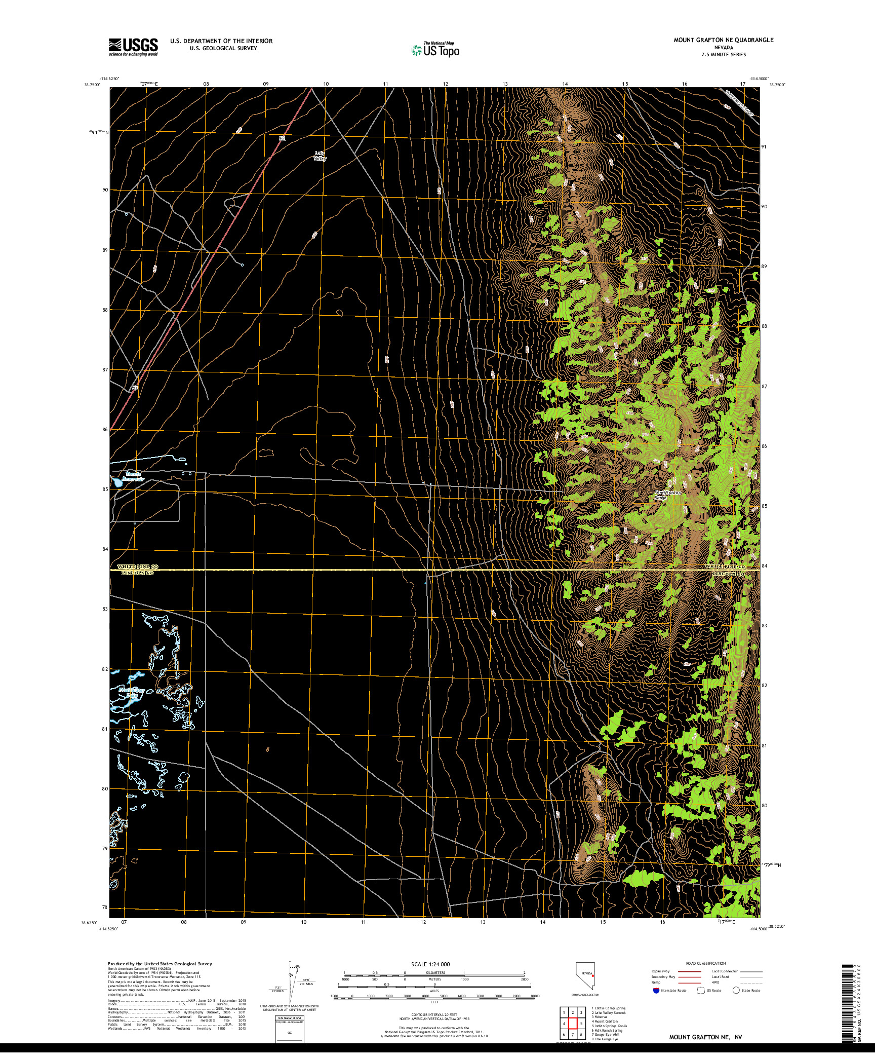 USGS US TOPO 7.5-MINUTE MAP FOR MOUNT GRAFTON NE, NV 2018