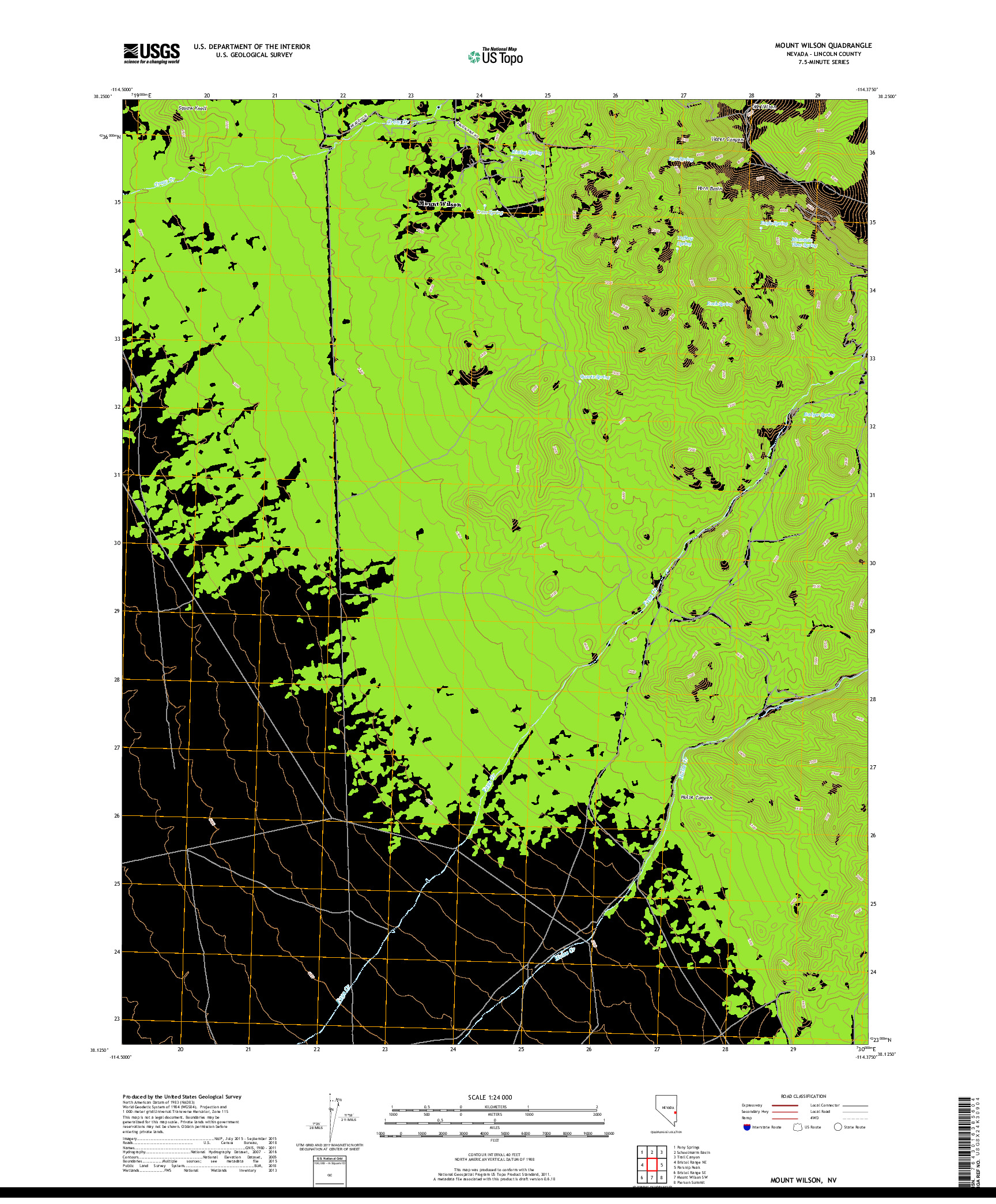 USGS US TOPO 7.5-MINUTE MAP FOR MOUNT WILSON, NV 2018