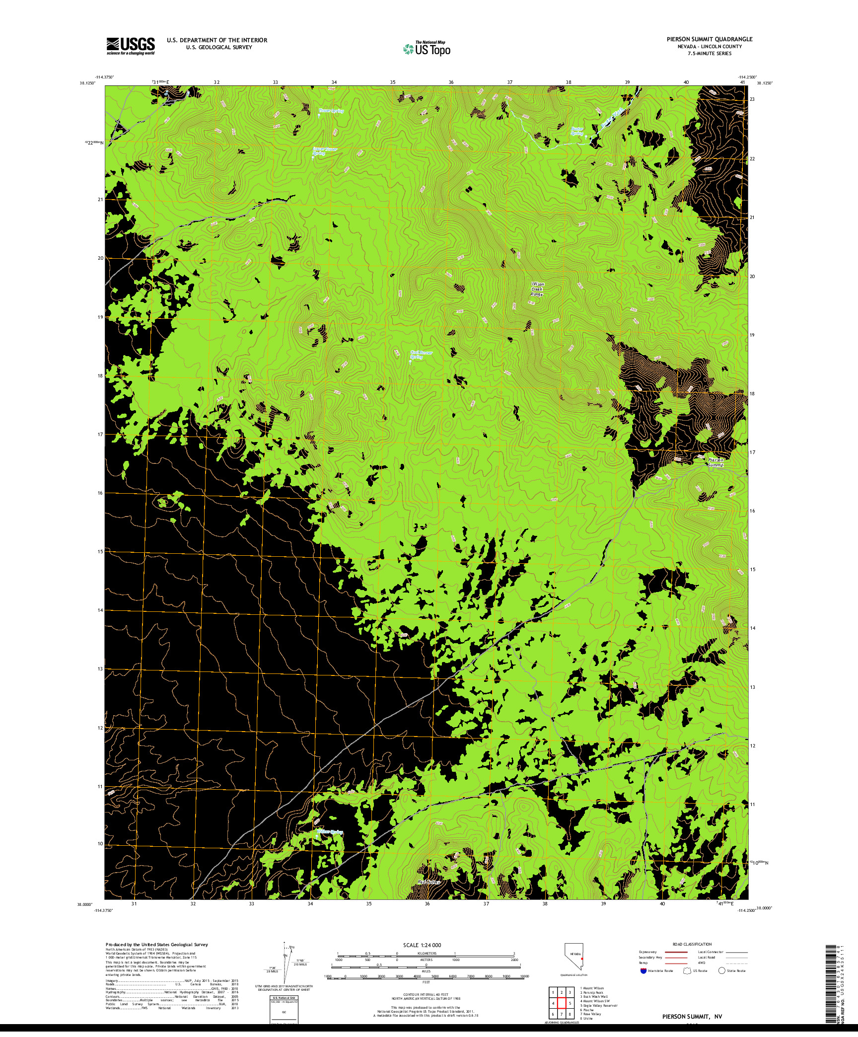 USGS US TOPO 7.5-MINUTE MAP FOR PIERSON SUMMIT, NV 2018