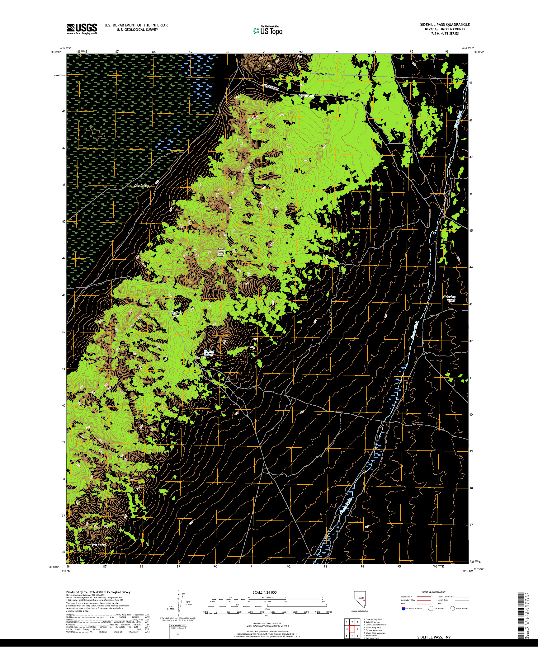 USGS US TOPO 7.5-MINUTE MAP FOR SIDEHILL PASS, NV 2018