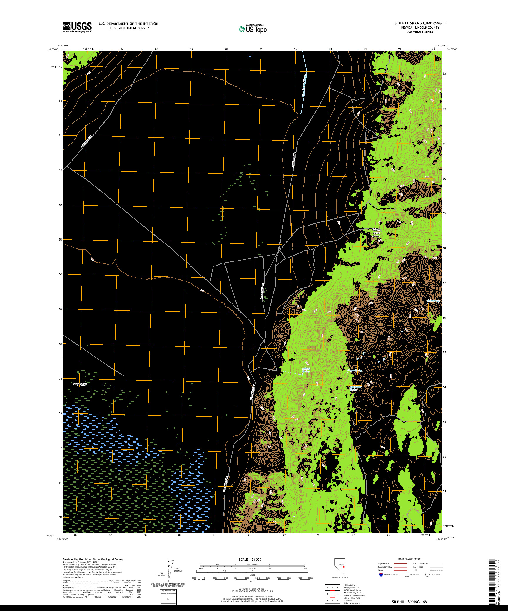 USGS US TOPO 7.5-MINUTE MAP FOR SIDEHILL SPRING, NV 2018
