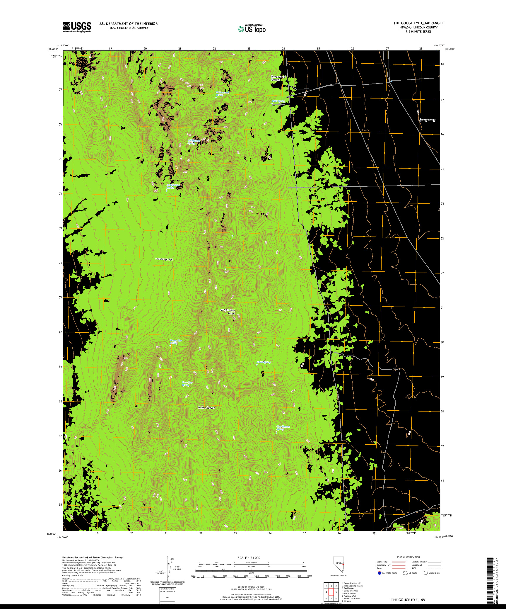 USGS US TOPO 7.5-MINUTE MAP FOR THE GOUGE EYE, NV 2018