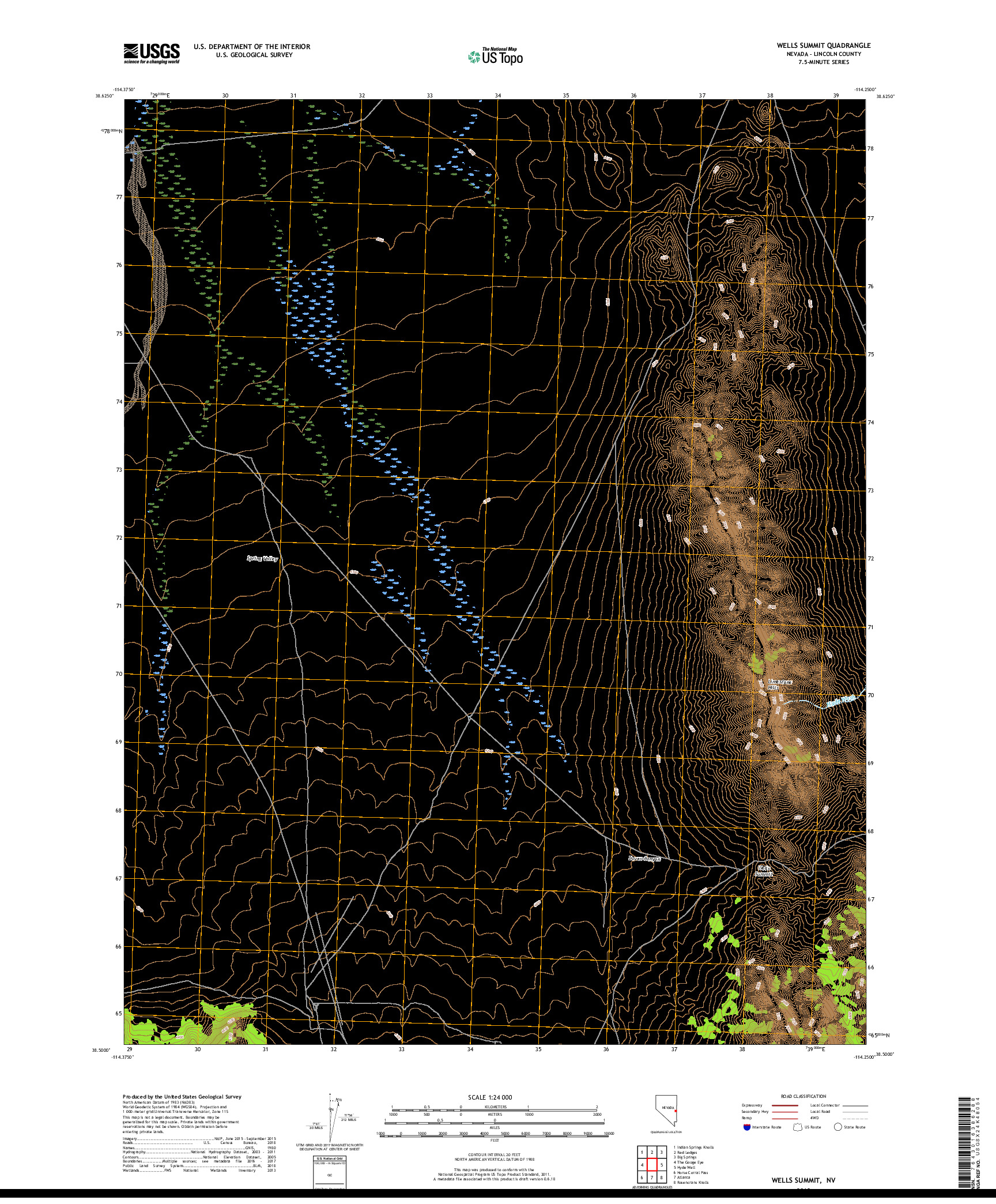 USGS US TOPO 7.5-MINUTE MAP FOR WELLS SUMMIT, NV 2018