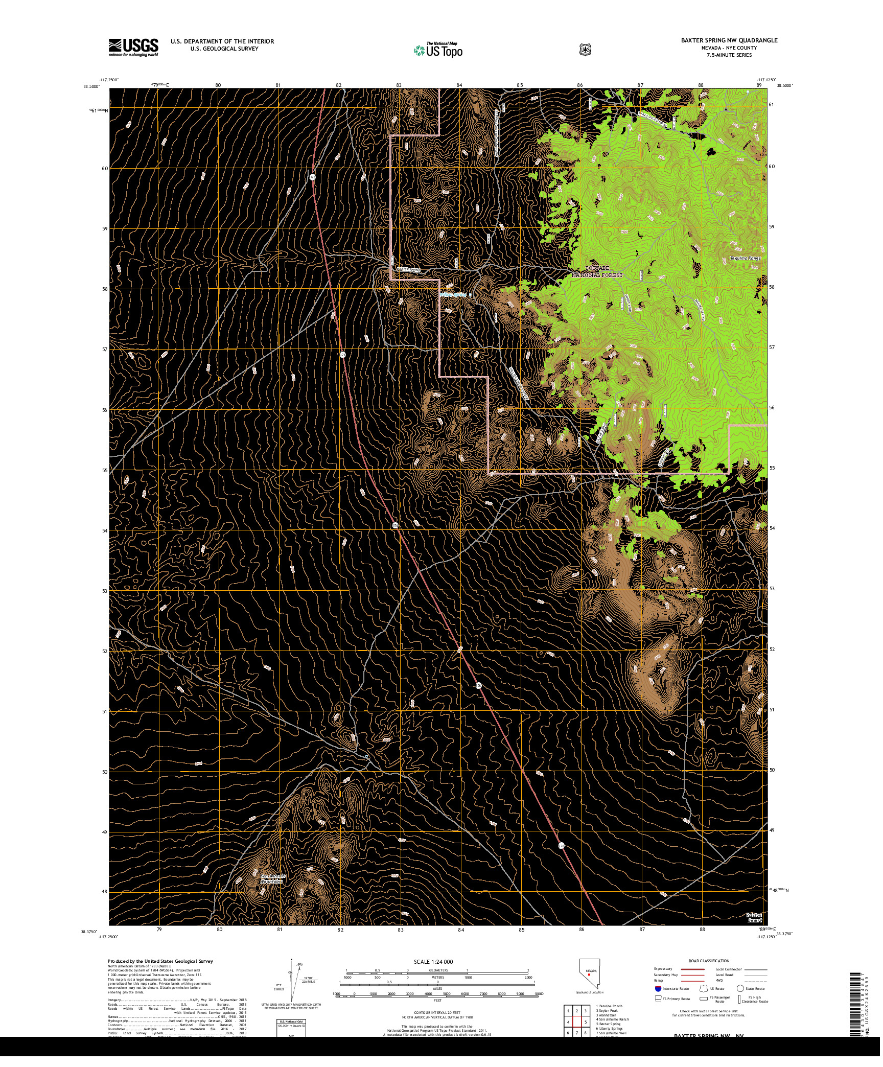 USGS US TOPO 7.5-MINUTE MAP FOR BAXTER SPRING NW, NV 2018