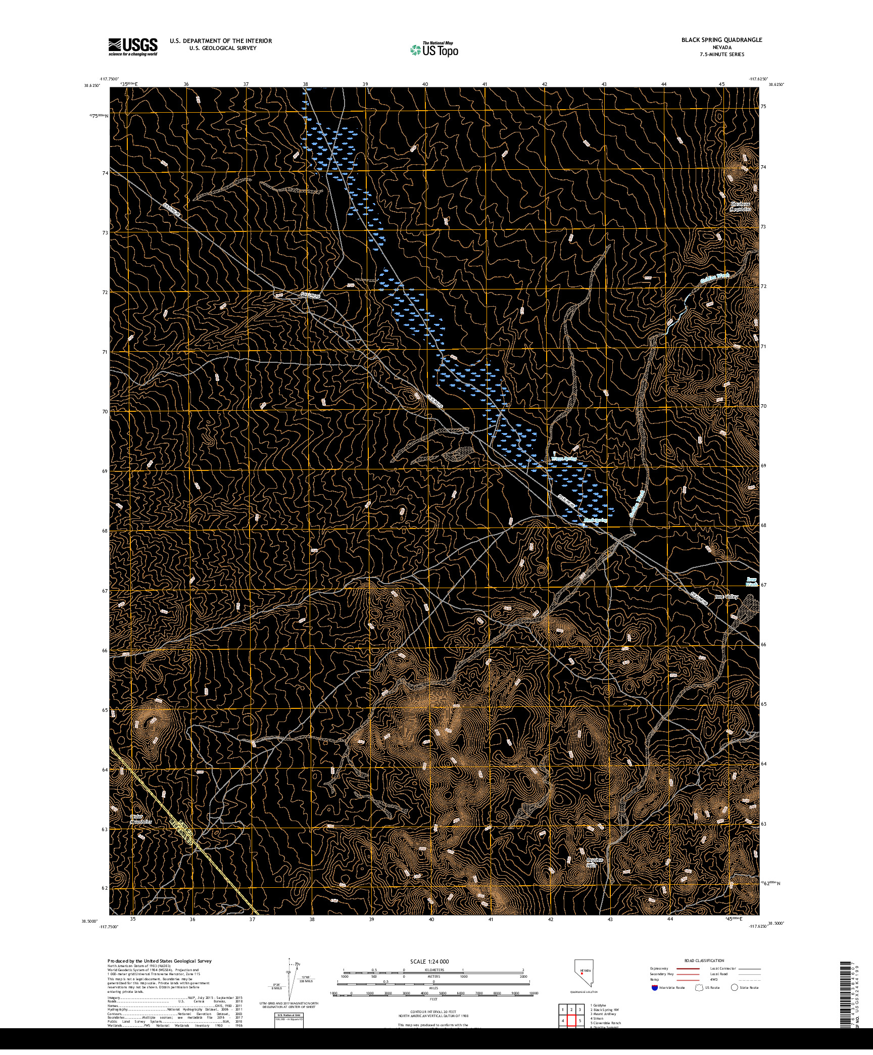 USGS US TOPO 7.5-MINUTE MAP FOR BLACK SPRING, NV 2018