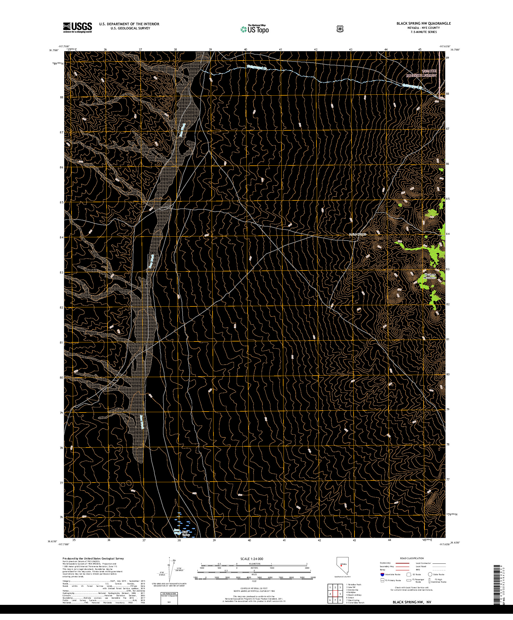 USGS US TOPO 7.5-MINUTE MAP FOR BLACK SPRING NW, NV 2018