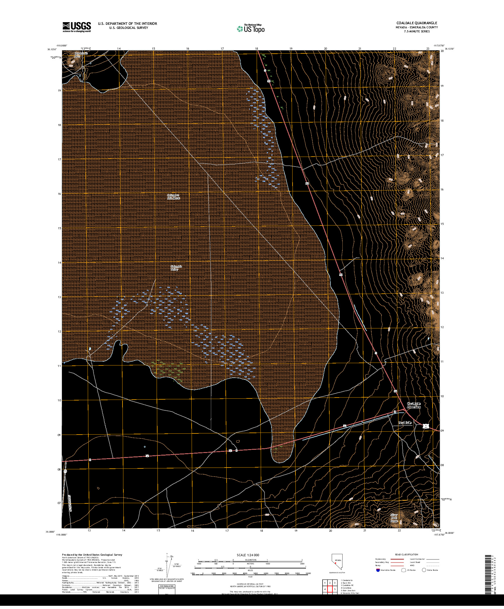 USGS US TOPO 7.5-MINUTE MAP FOR COALDALE, NV 2018