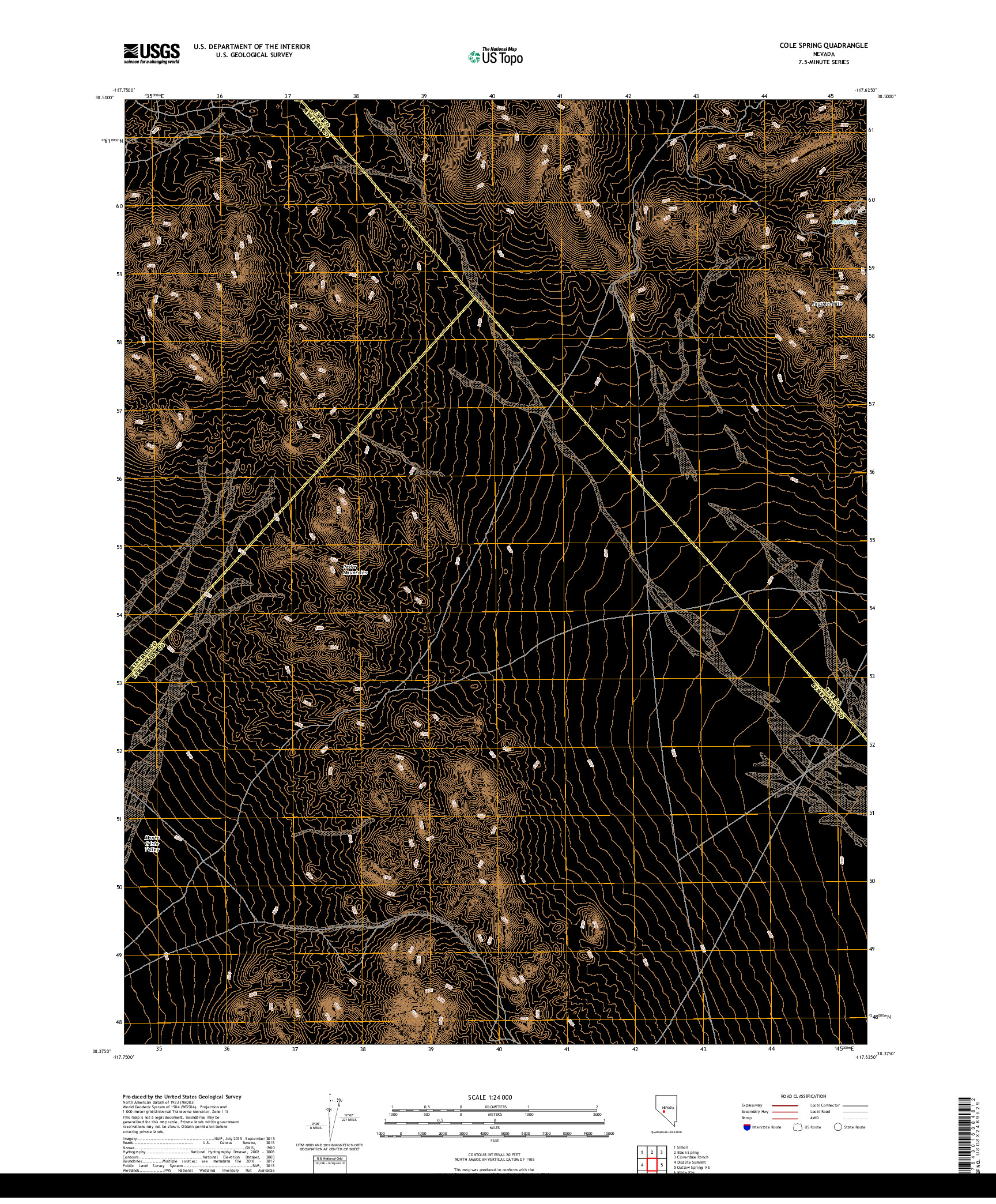 USGS US TOPO 7.5-MINUTE MAP FOR COLE SPRING, NV 2018