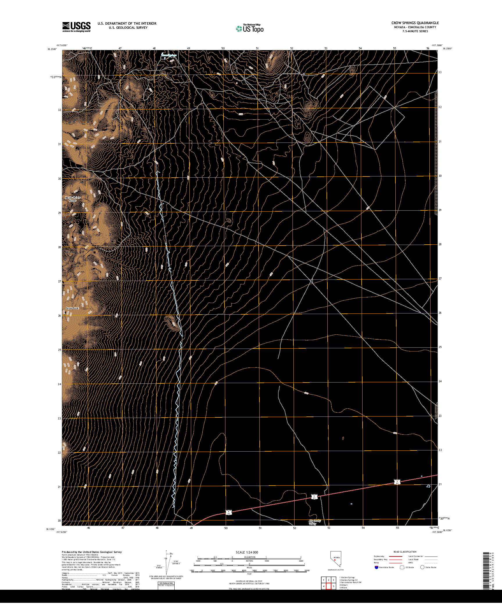 USGS US TOPO 7.5-MINUTE MAP FOR CROW SPRINGS, NV 2018