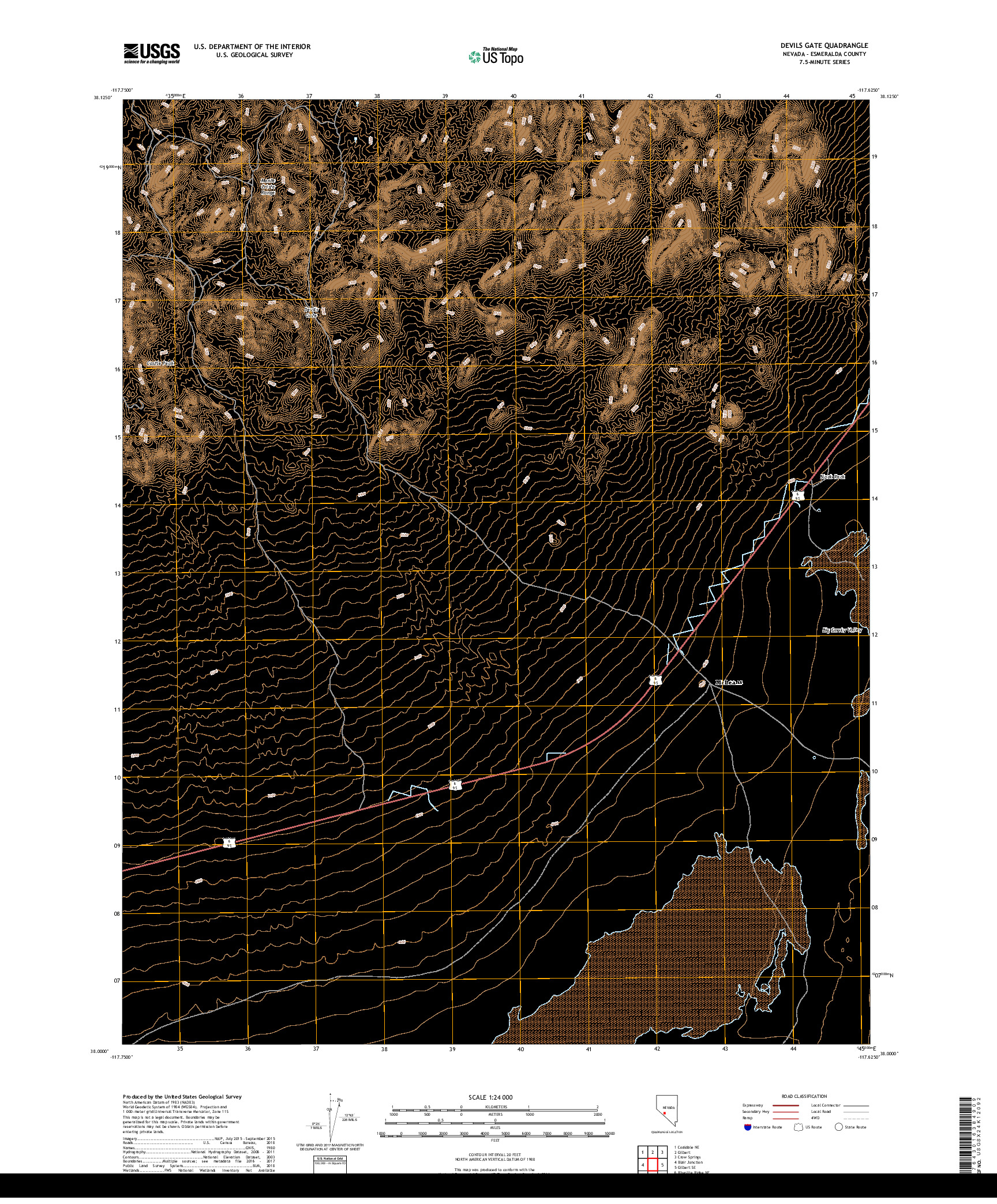 USGS US TOPO 7.5-MINUTE MAP FOR DEVILS GATE, NV 2018