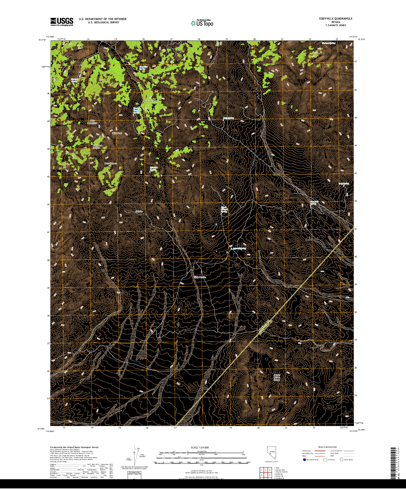 USGS US TOPO 7.5-MINUTE MAP FOR EDDYVILLE, NV 2018