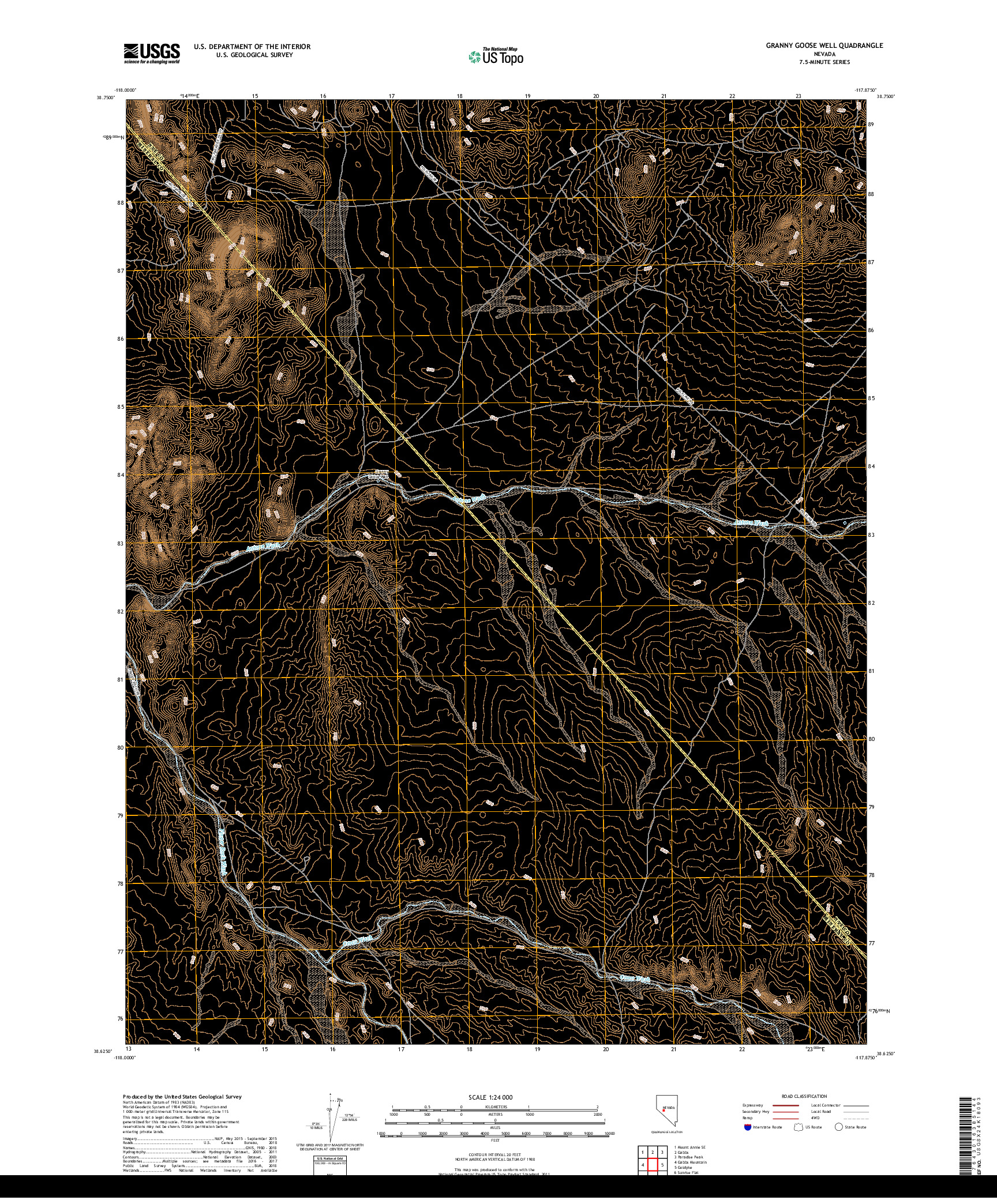 USGS US TOPO 7.5-MINUTE MAP FOR GRANNY GOOSE WELL, NV 2018