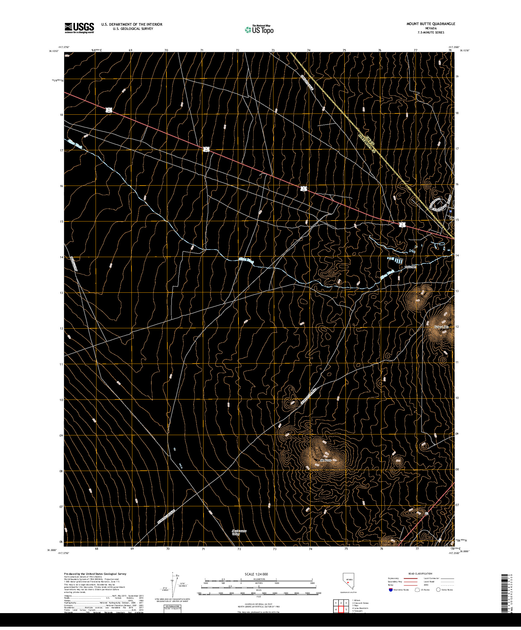 USGS US TOPO 7.5-MINUTE MAP FOR MOUNT BUTTE, NV 2018