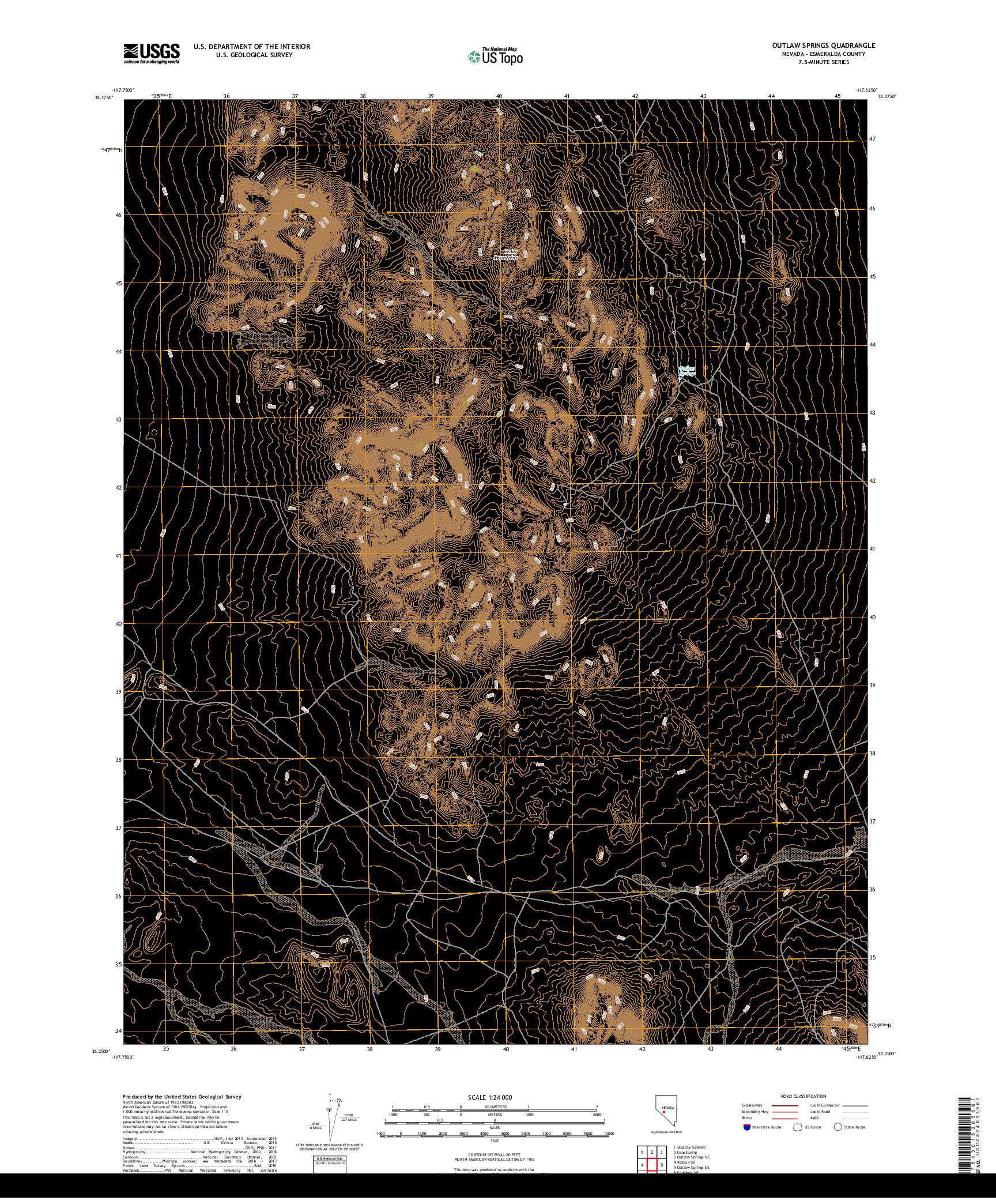 USGS US TOPO 7.5-MINUTE MAP FOR OUTLAW SPRINGS, NV 2018