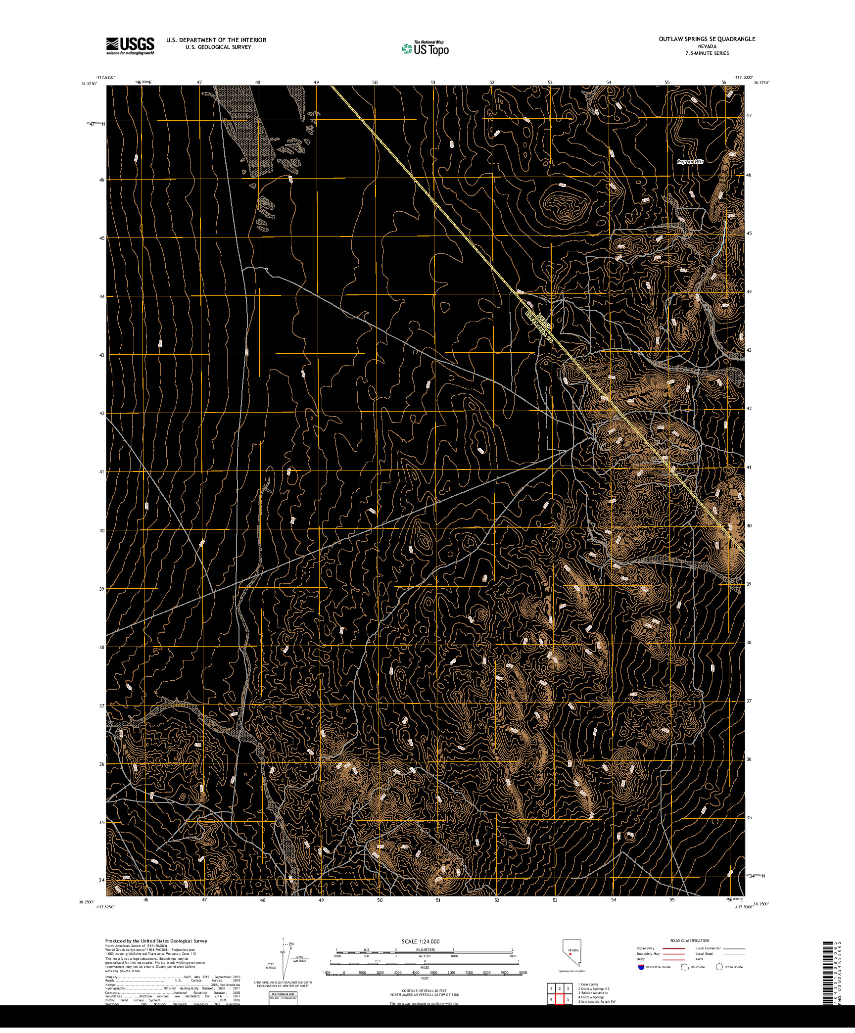 USGS US TOPO 7.5-MINUTE MAP FOR OUTLAW SPRINGS SE, NV 2018