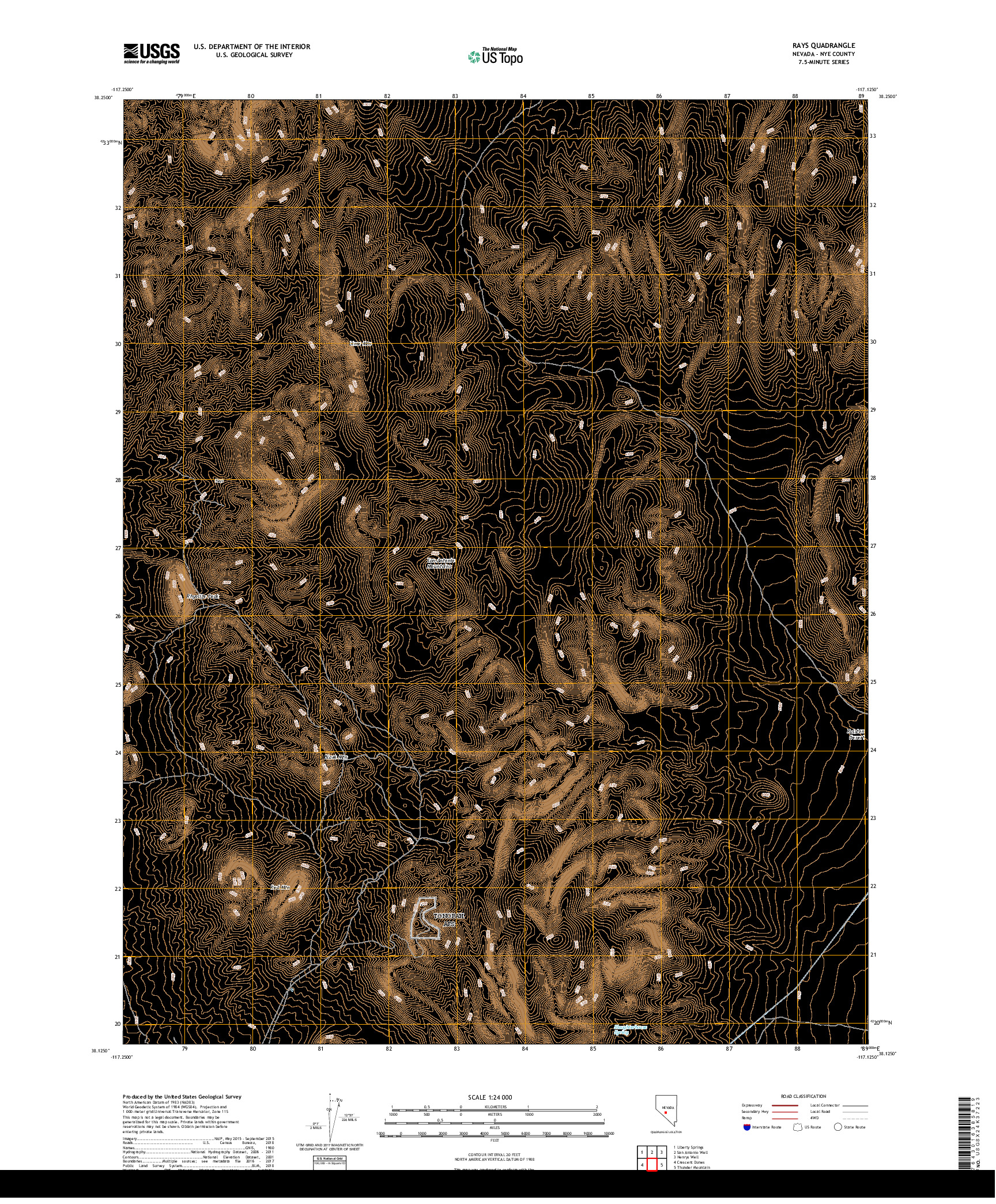 USGS US TOPO 7.5-MINUTE MAP FOR RAYS, NV 2018