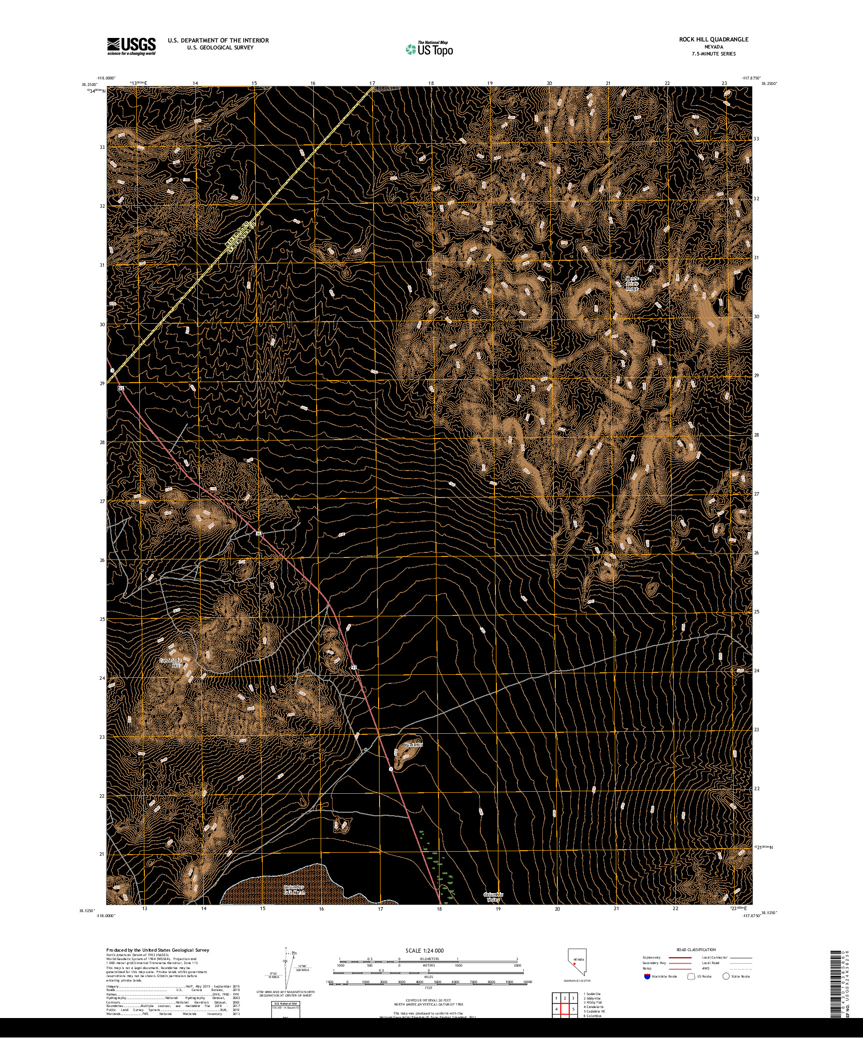 USGS US TOPO 7.5-MINUTE MAP FOR ROCK HILL, NV 2018