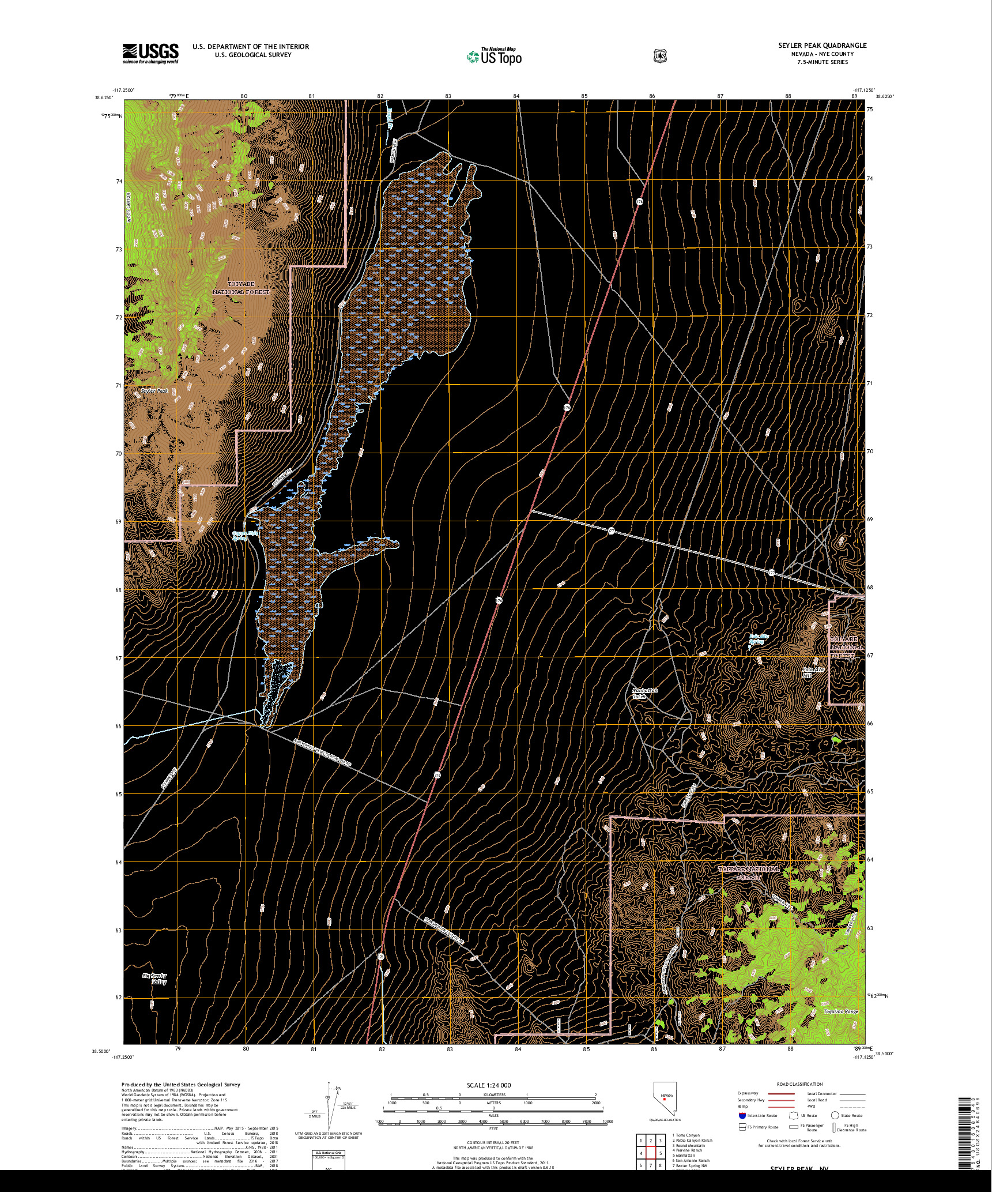 USGS US TOPO 7.5-MINUTE MAP FOR SEYLER PEAK, NV 2018