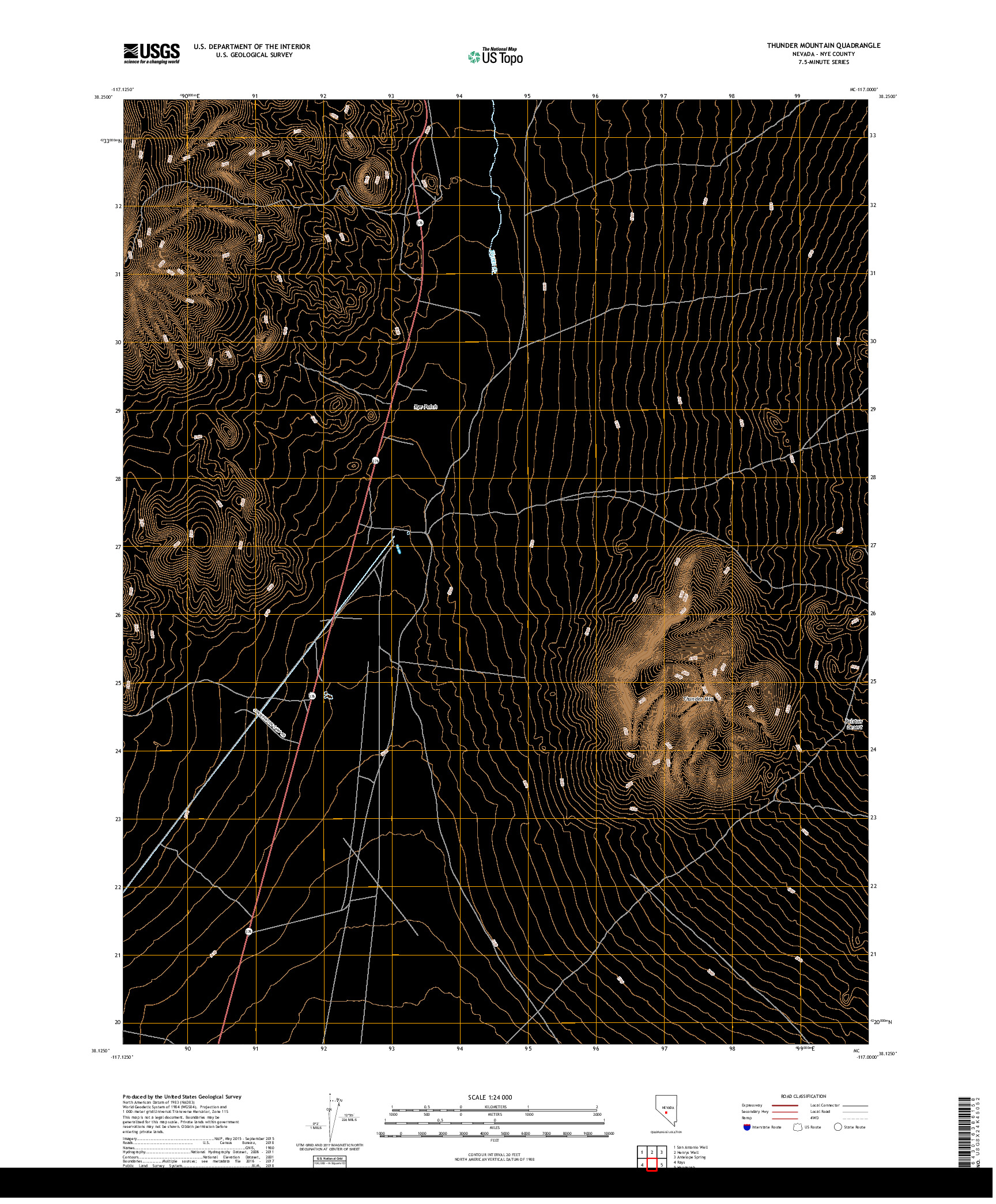 USGS US TOPO 7.5-MINUTE MAP FOR THUNDER MOUNTAIN, NV 2018